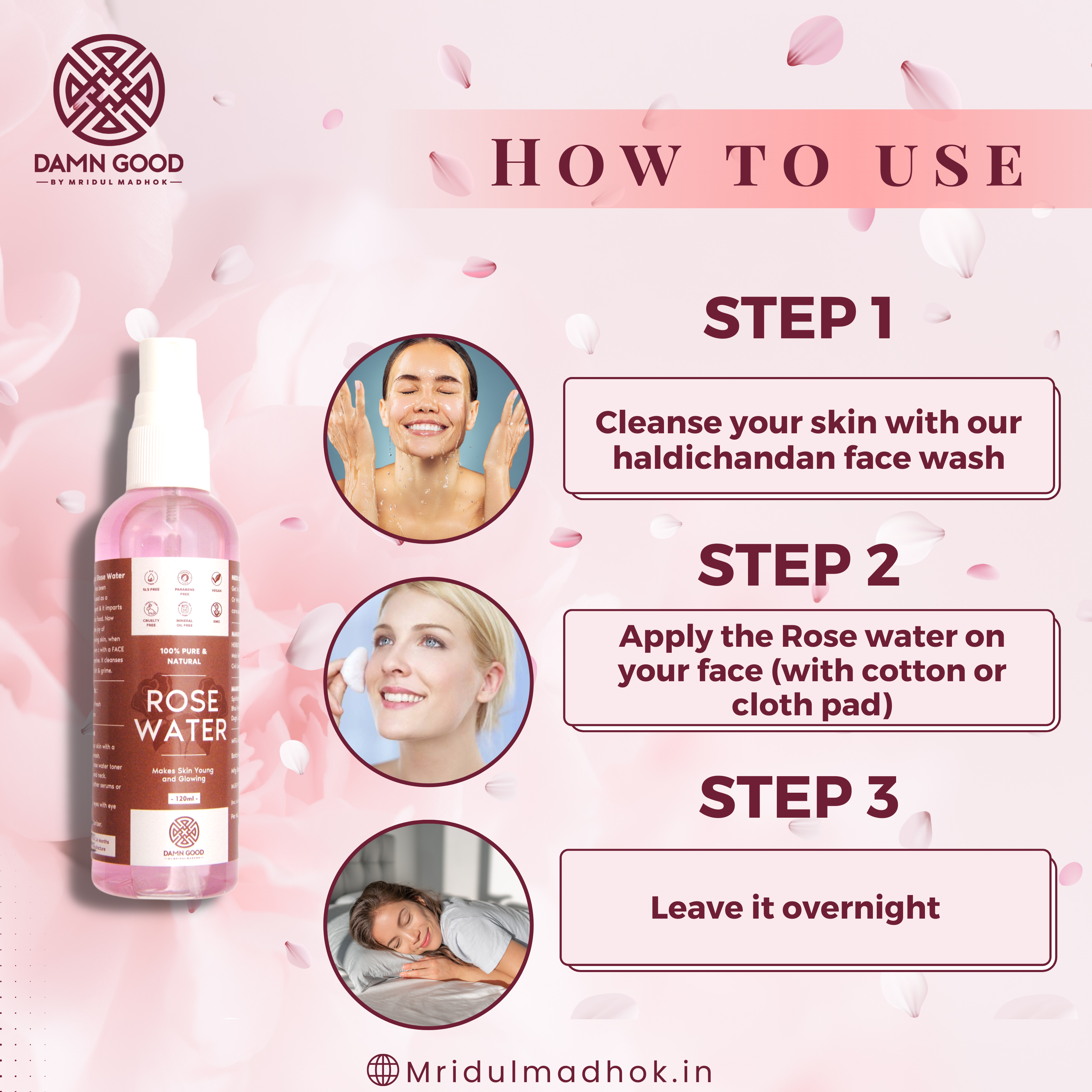 Damngood Rose Water-Natural Astringent Improves Signs of Aging