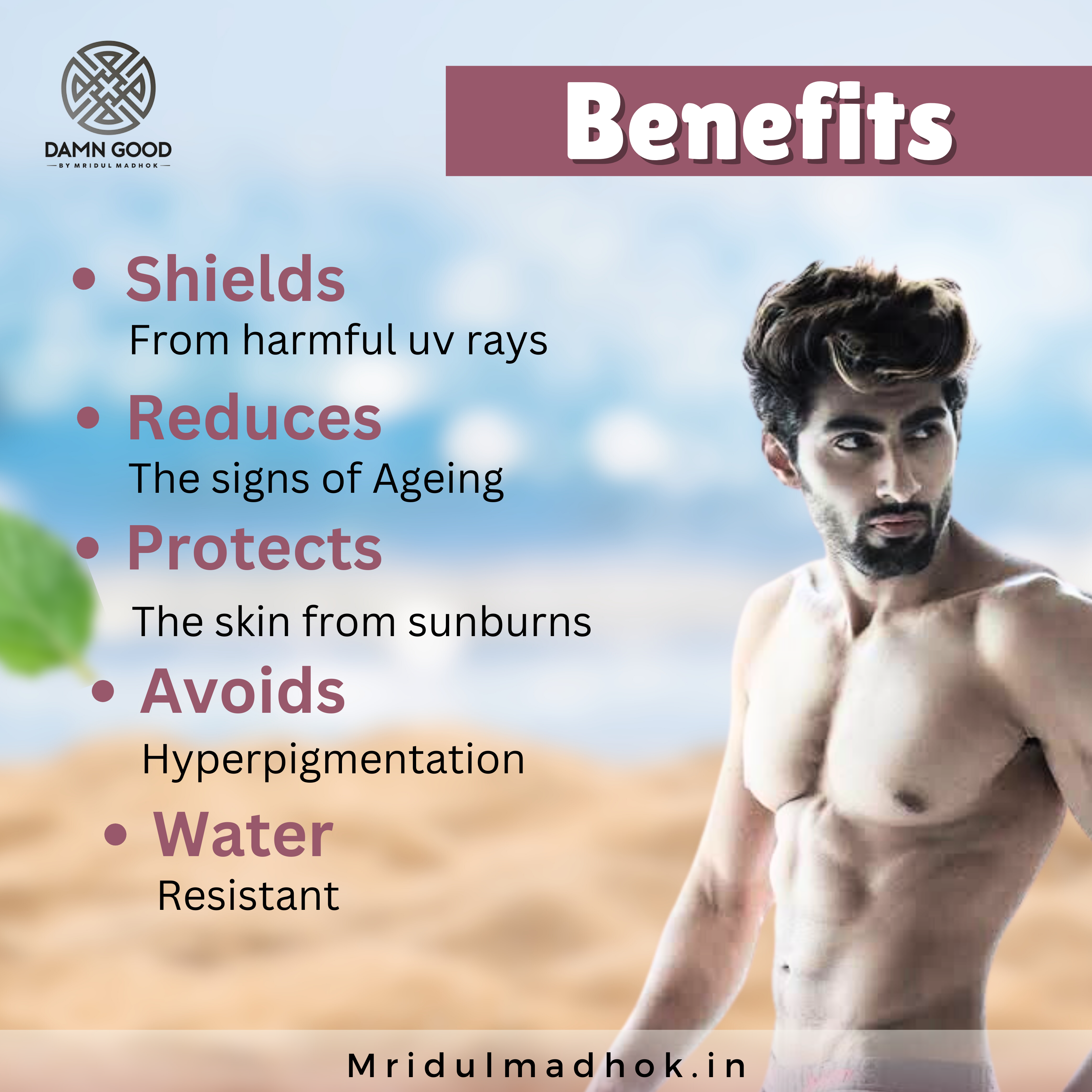 DamnGood Daily Sunscreen Stick- SPF 50+ With Carrot & Raspberry Extract.