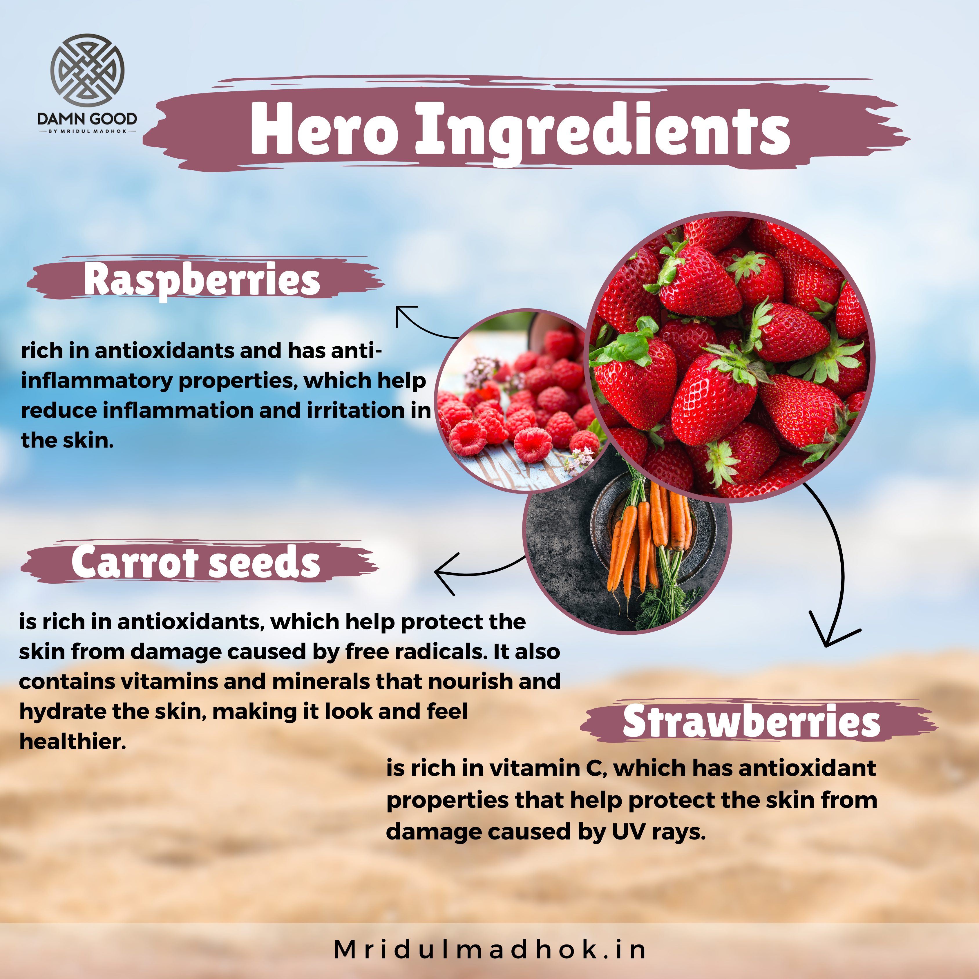 DamnGood Daily Sunscreen Stick- SPF 50+ With Carrot & Raspberry Extract.