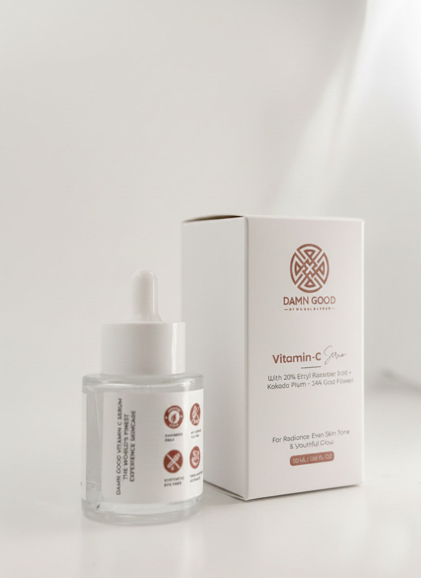 DamnGood 24K Gold Vitamin C Face Serum | 20% Stabilized Ethyl Ascorbic Acid Serum with Kakadu Plum & 24K Colloidal Gold | Supreme Radiance & Chrono-Defense Treatment