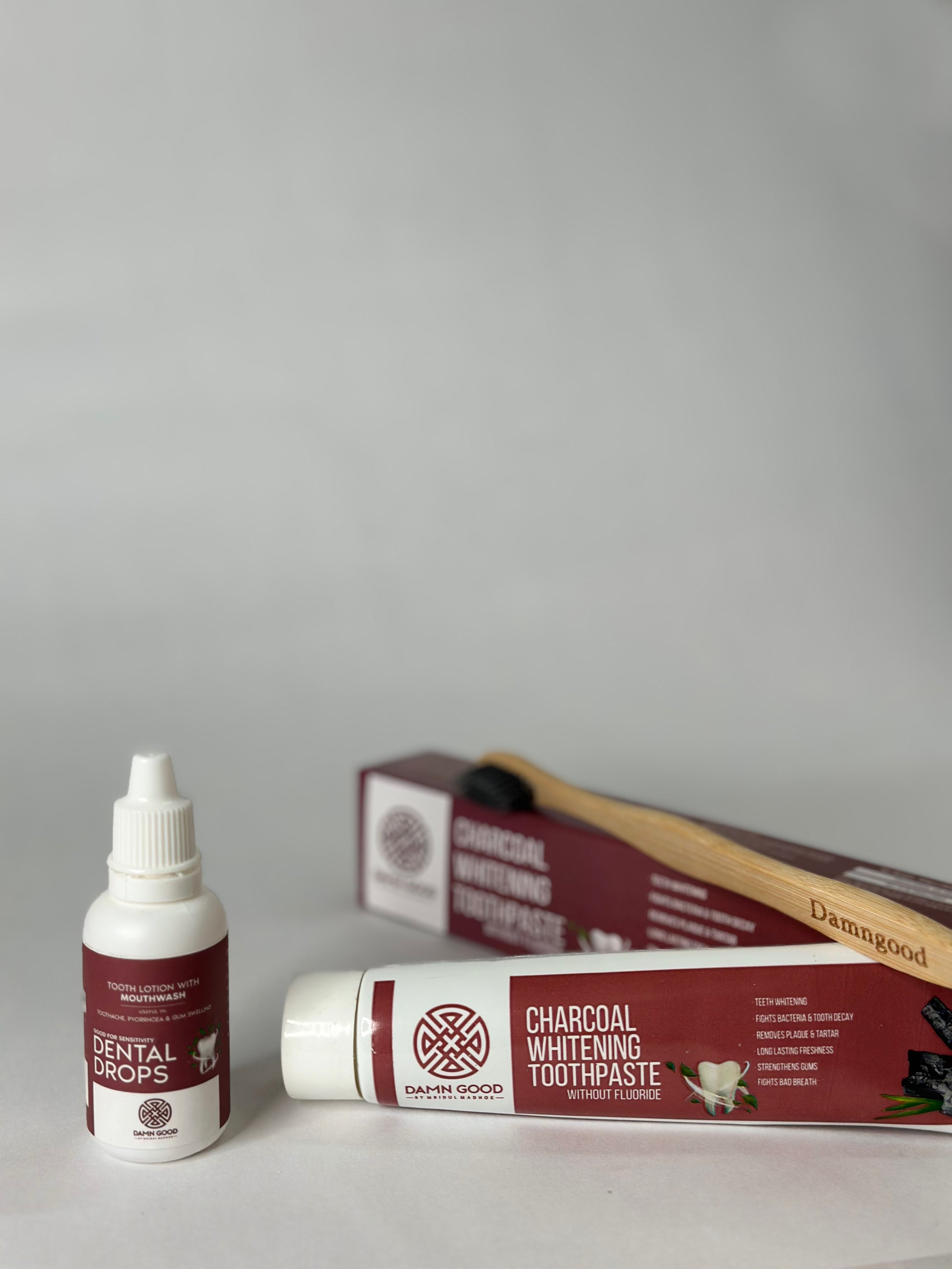 Ultimate Smile Duo: Activated Charcoal Whitening Toothpaste & Dental Drops for Sensitivity Relief