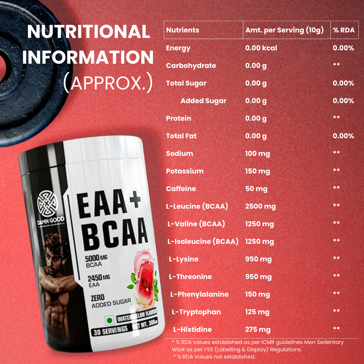 Damngood EAA + BCAA (30 Servings) | Muscle Recovery & Strength