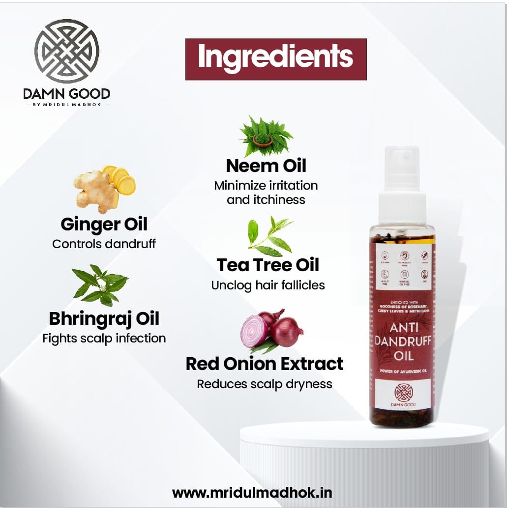 Damngood Ayurvedic Anti Dandruff Oil -Rosemary ,Curry Leaves & Methi Dana-100ML