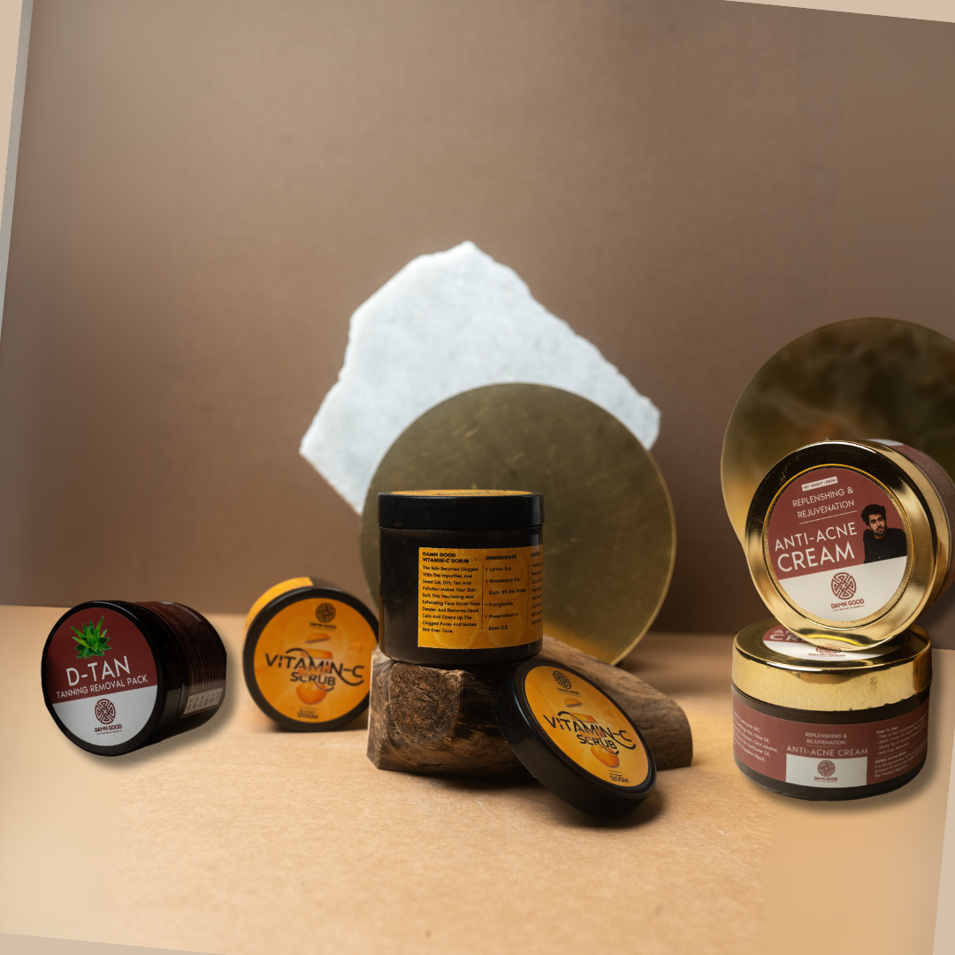 Skin Revival Trinity – The Ultimate Glow & Clear Combo (Anti-Acne + Vitamin C Scrub + D-Tan Mask)