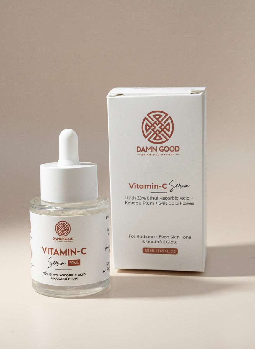 DamnGood 24K Gold Vitamin C Face Serum | 20% Stabilized Ethyl Ascorbic Acid Serum with Kakadu Plum & 24K Colloidal Gold | Supreme Radiance & Chrono-Defense Treatment