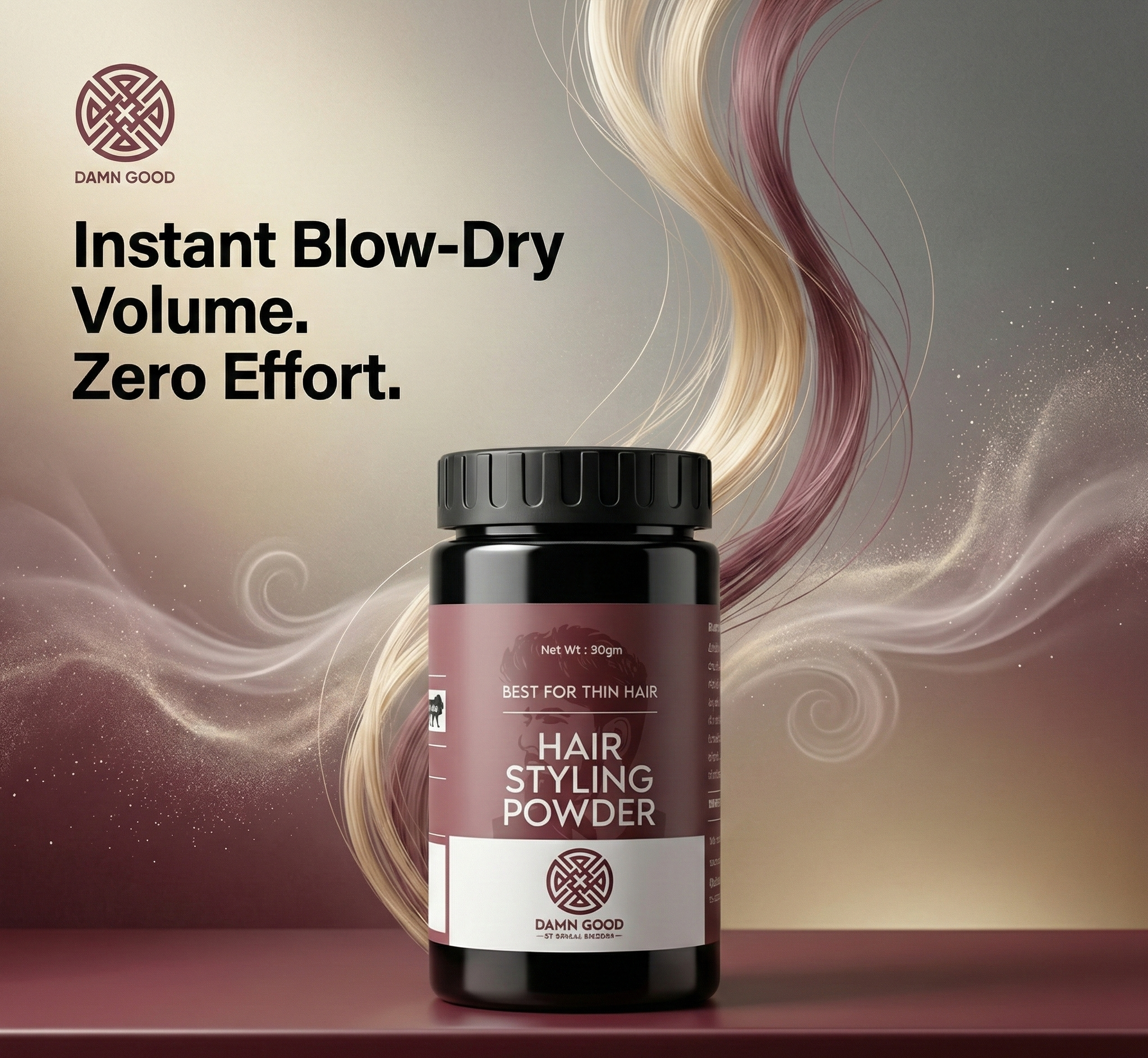 Damngood Hair Styling Powder For Instant Volume, Oil control and no-wash styling.