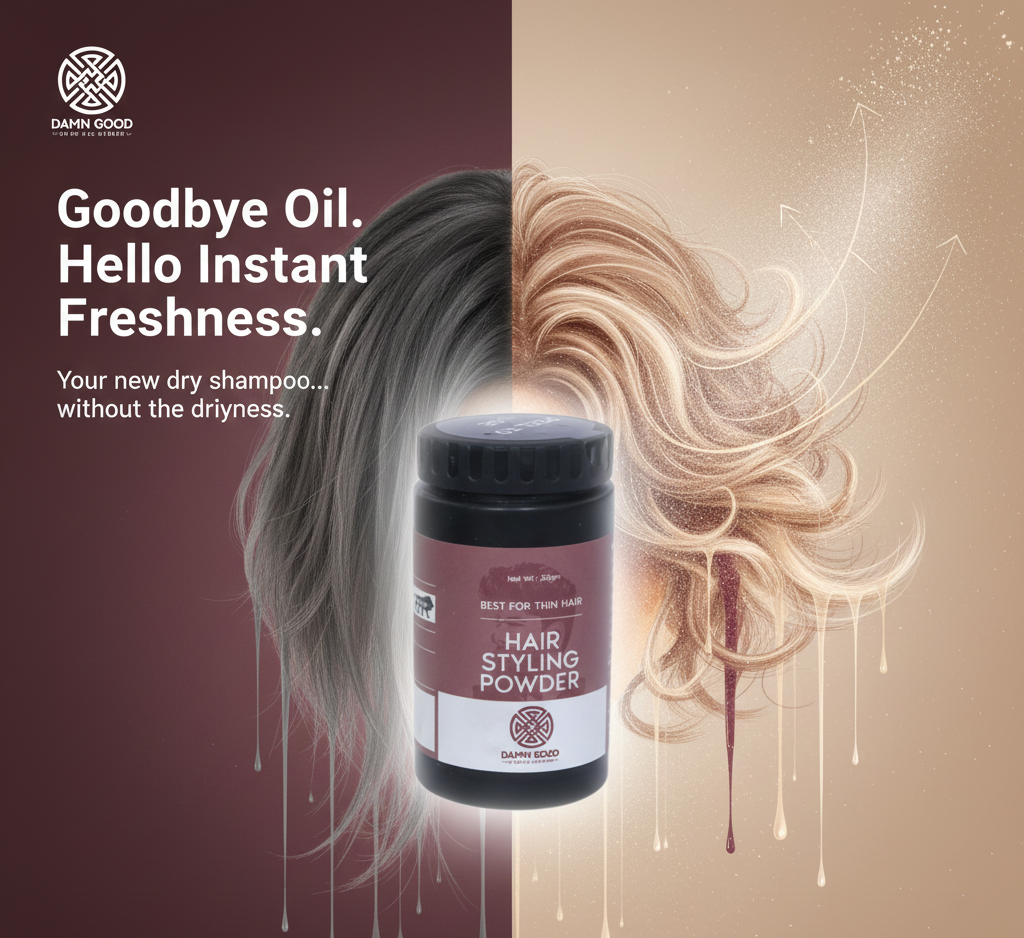 Damngood Hair Styling Powder For Instant Volume, Oil control and no-wash styling.