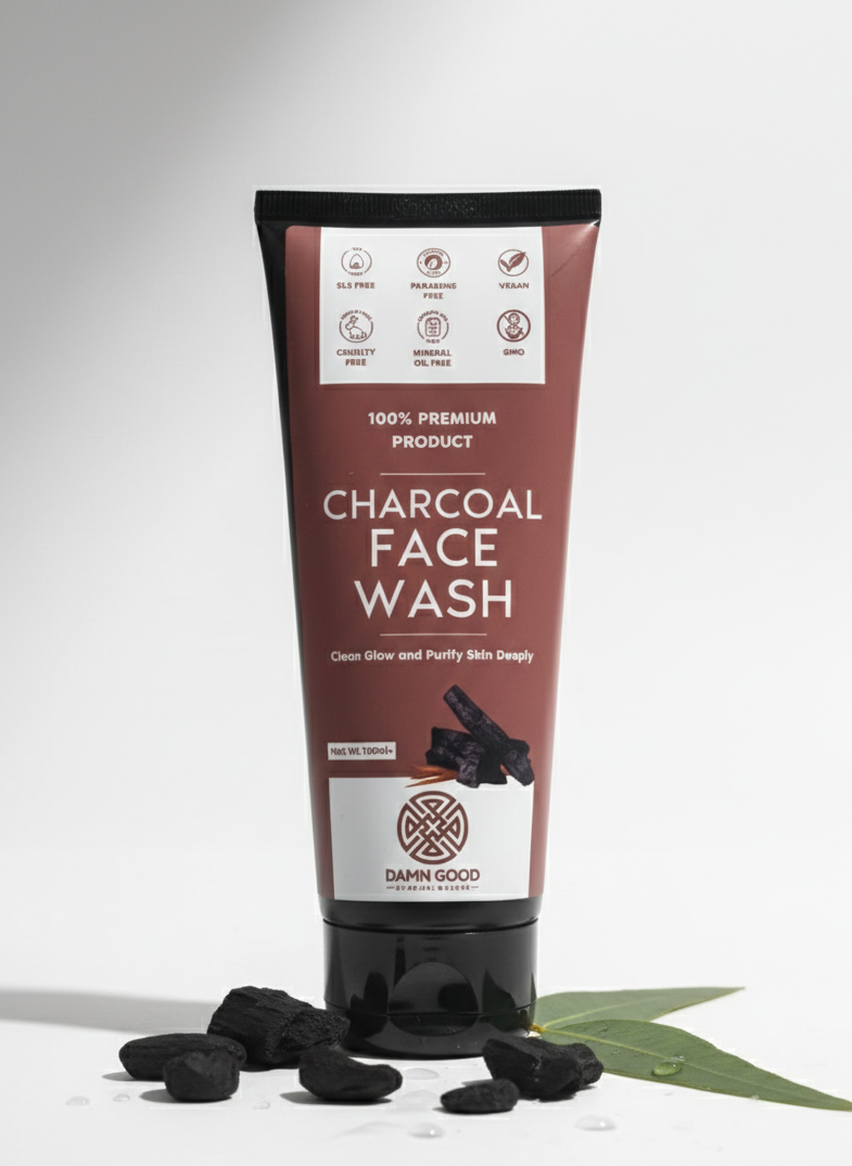 Damn Good Activated Charcoal Face Wash - No Parabens, SLS FREE & Mineral oil free- Tube 100 ml
