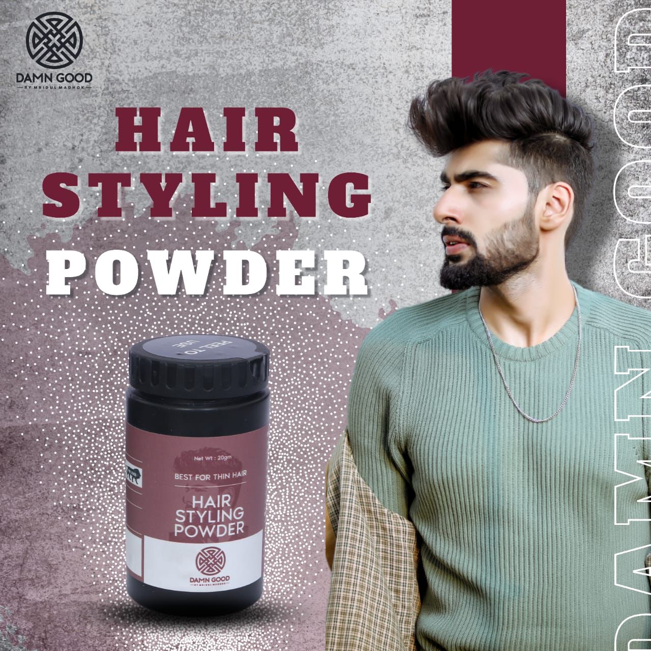 Damngood Hair Styling Powder-Best For Thin Hair- 20gm