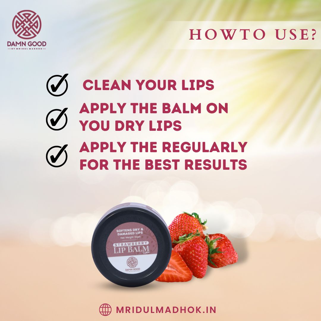 Damn Good Strawberry Lip Balm For Dry and Damaged Lips 10 GM