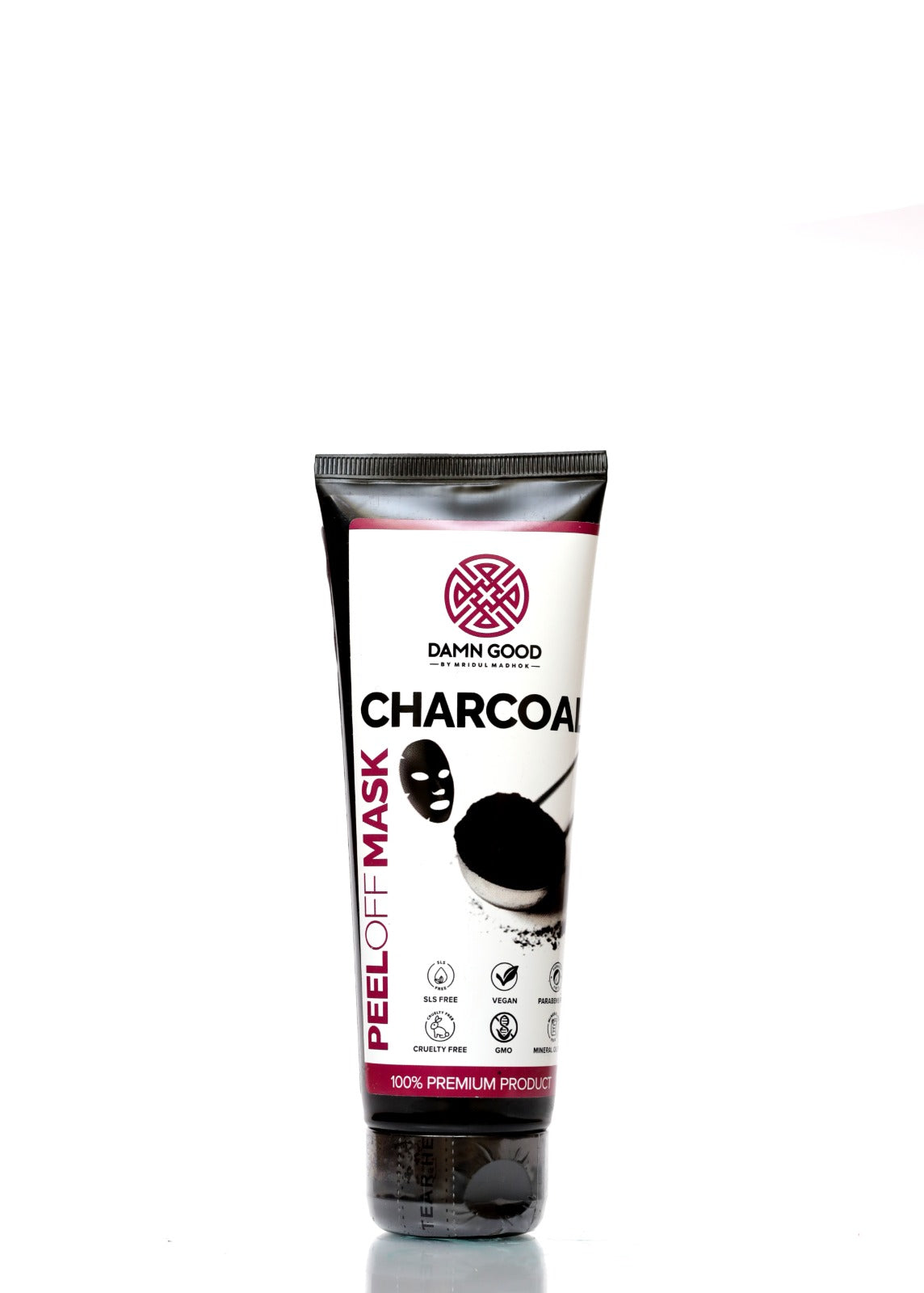 Damngood Activated Charcoal Face Mask - Peel Off - No Parabens & Mineral Oils -Tube 100 ml