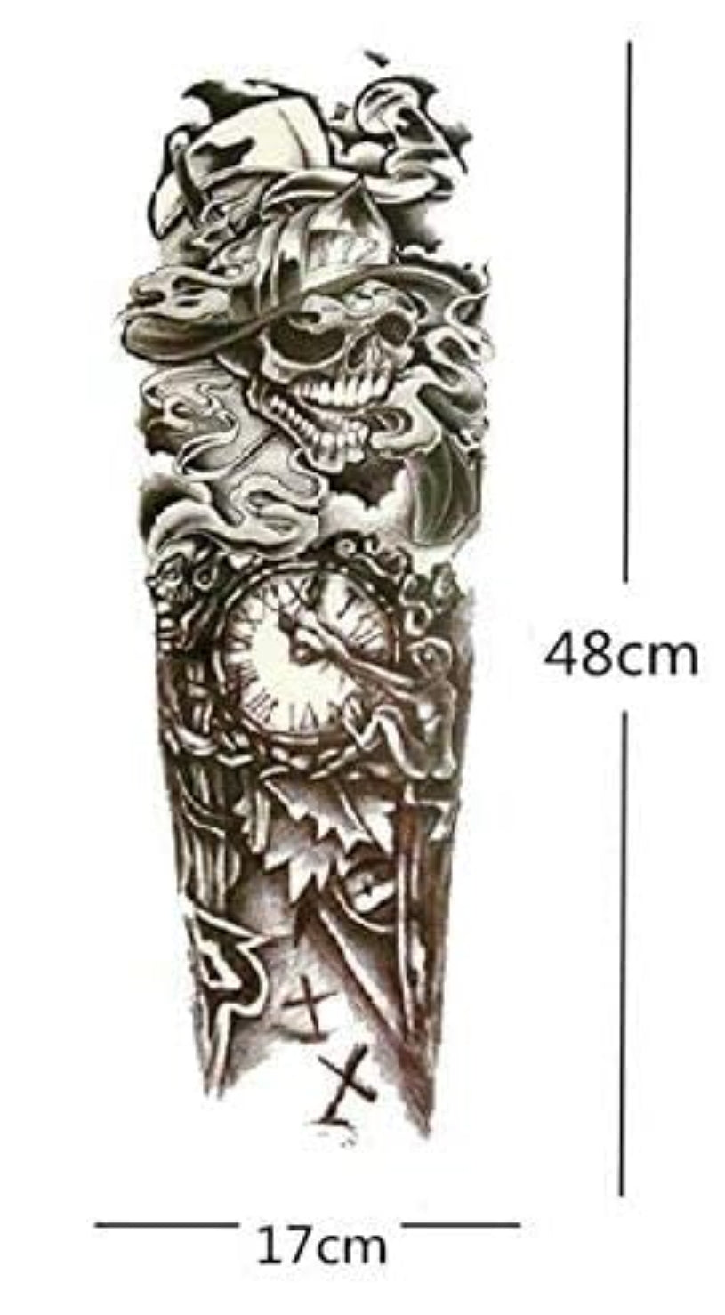 Full Arm Hand Temporary Tattoo For Men Girls Women Sticker Size 48x17CM - 1PC
