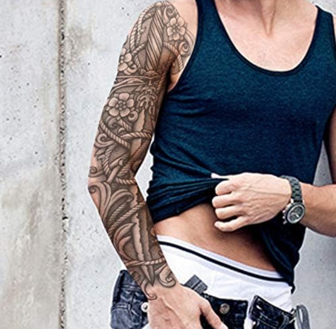 Full Arm Hand Temporary Tattoo For Men Girls Women Sticker Size 48x17CM - 1PC