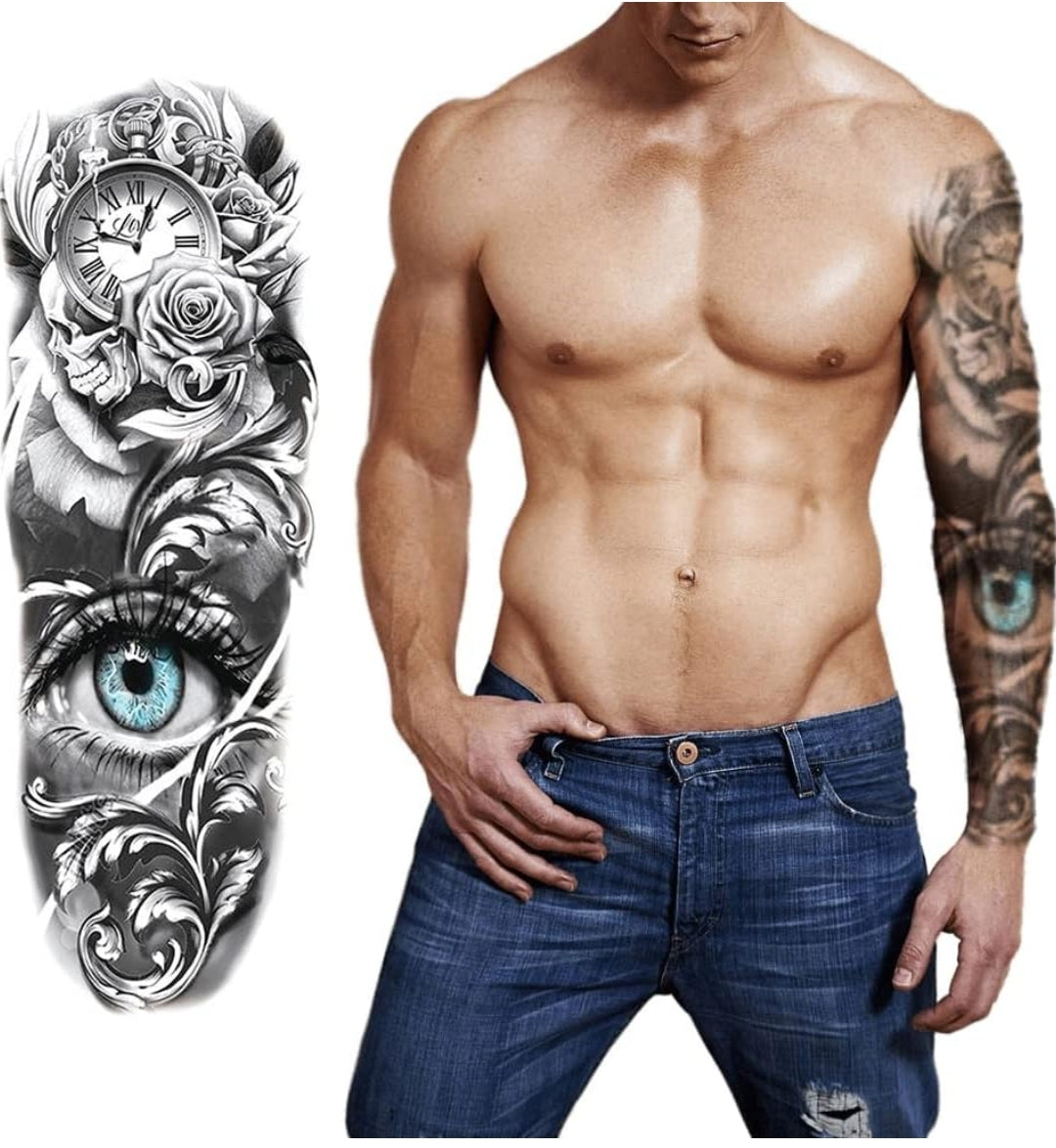 Full Arm Hand Temporary Tattoo For Men Girls Women Sticker Size 48x17CM - 1PC