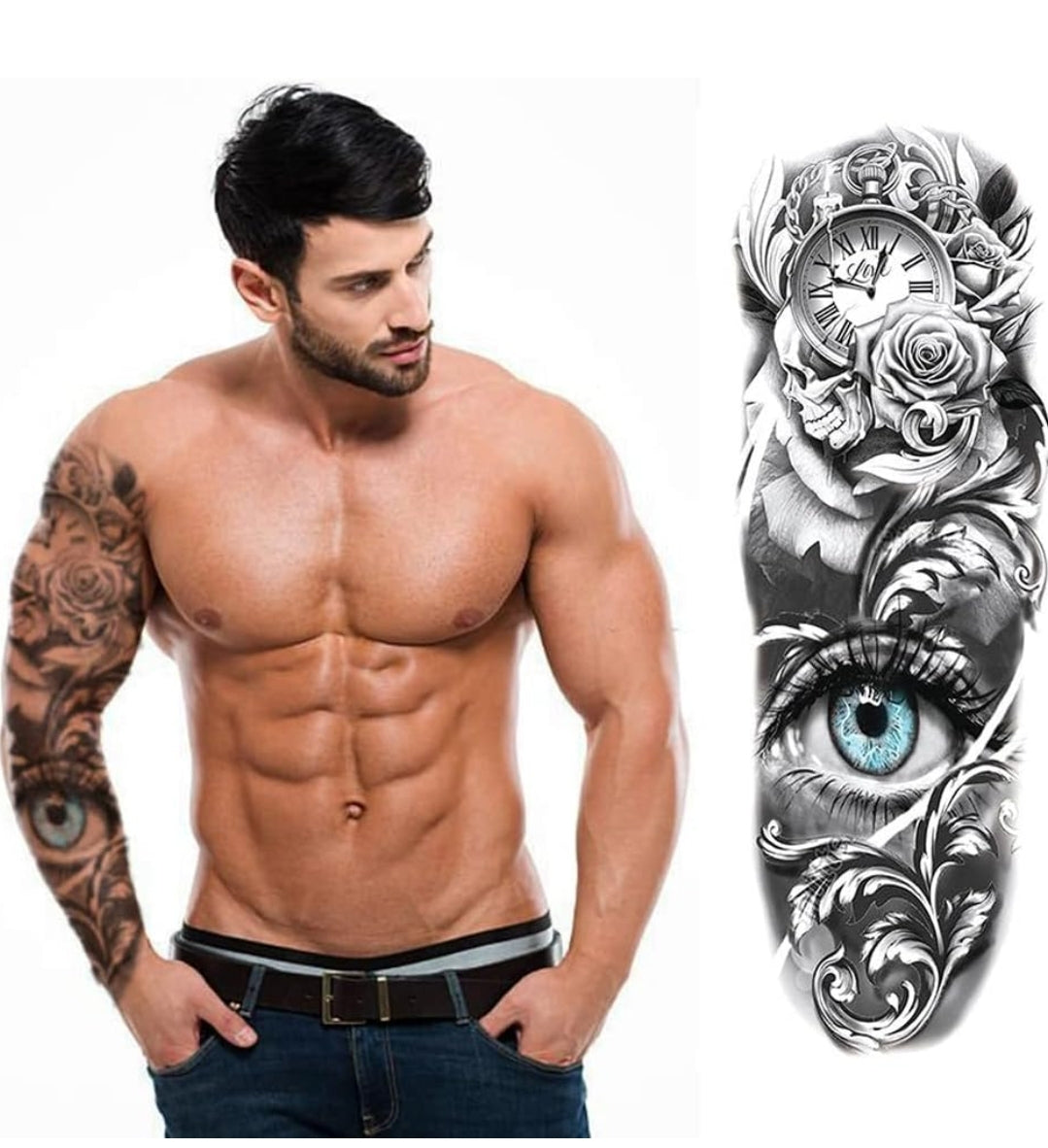 Full Arm Hand Temporary Tattoo For Men Girls Women Sticker Size 48x17CM - 1PC