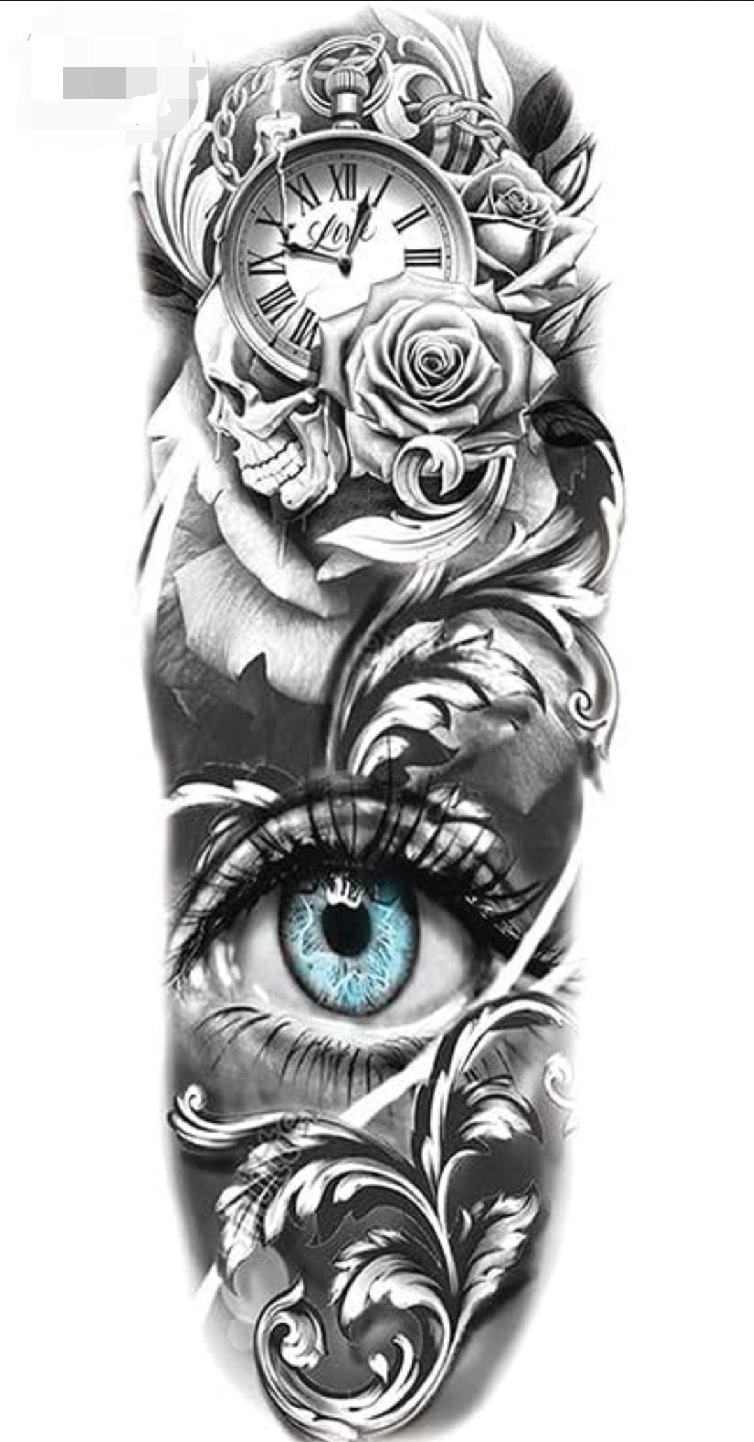 Full Arm Hand Temporary Tattoo For Men Girls Women Sticker Size 48x17CM - 1PC