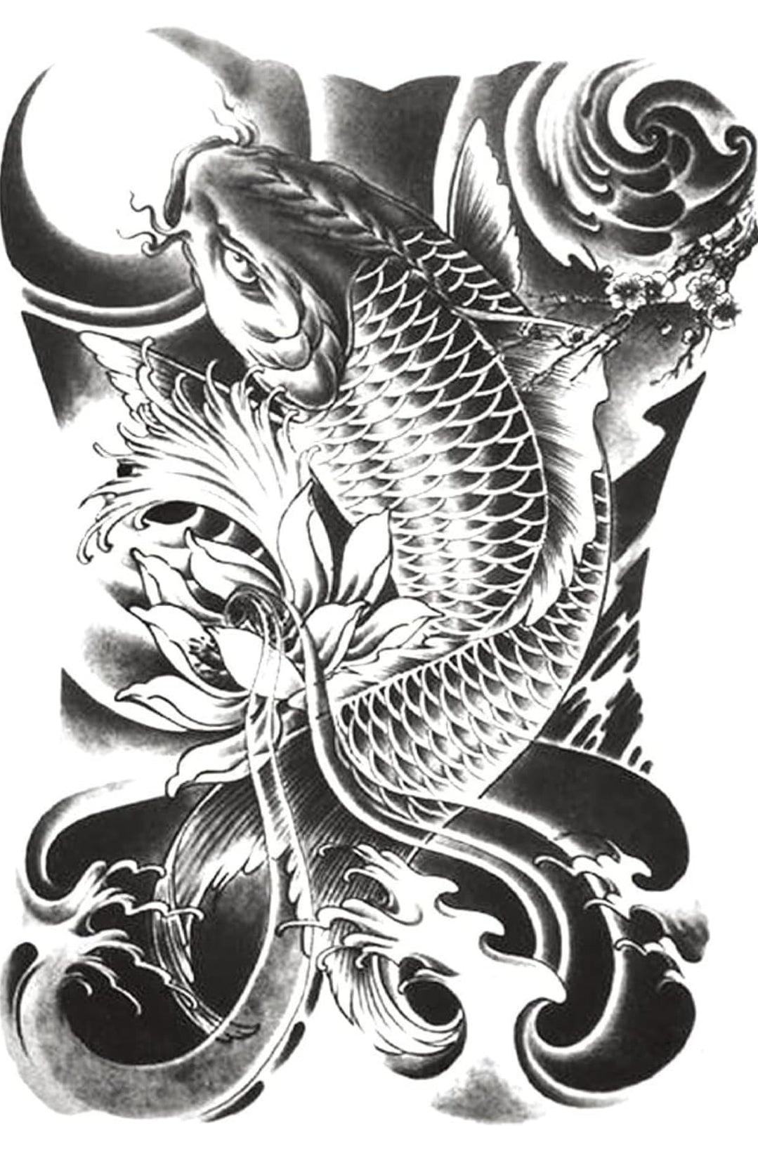Hand Temporary Tattoo Sticker - Waterproof Lucky Fish - 19×12 cms-  Design for Men and Women