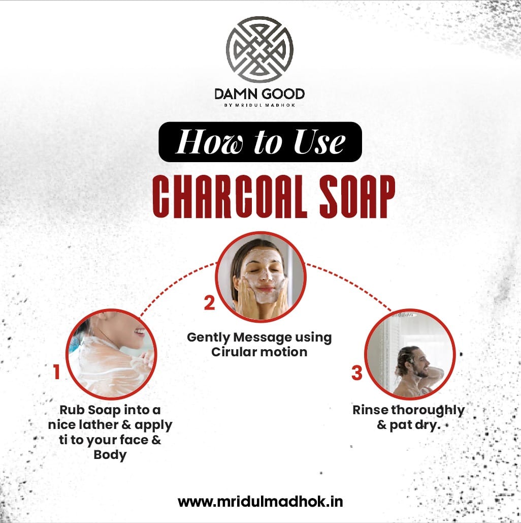 DamnGood Activated Charcoal Soap 100 gm - No Parabens & Mineral Oils Free - Pack of 3