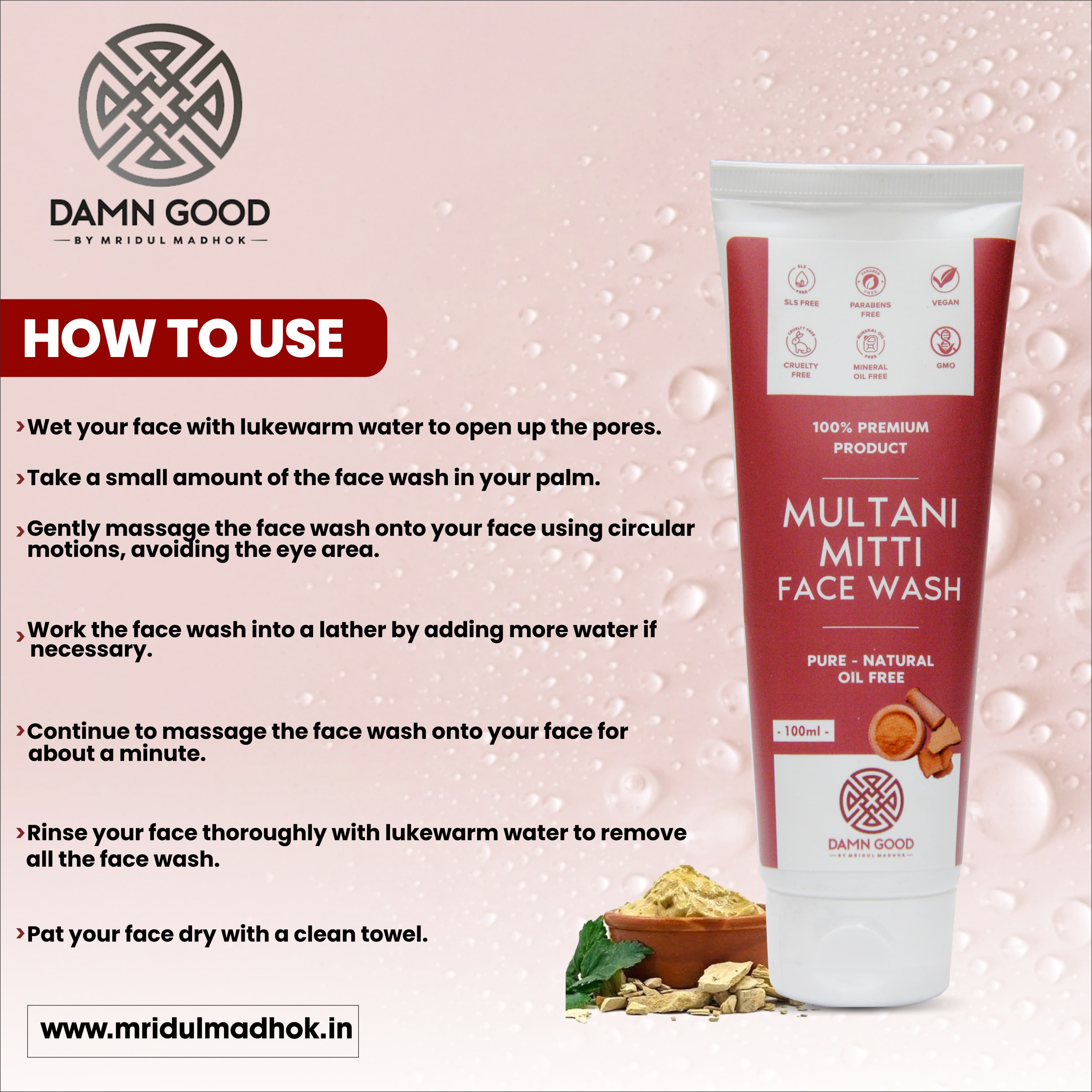 DamnGood Multani Mitti Face Wash -(Paraben/Sulphate-Free)-100 ML