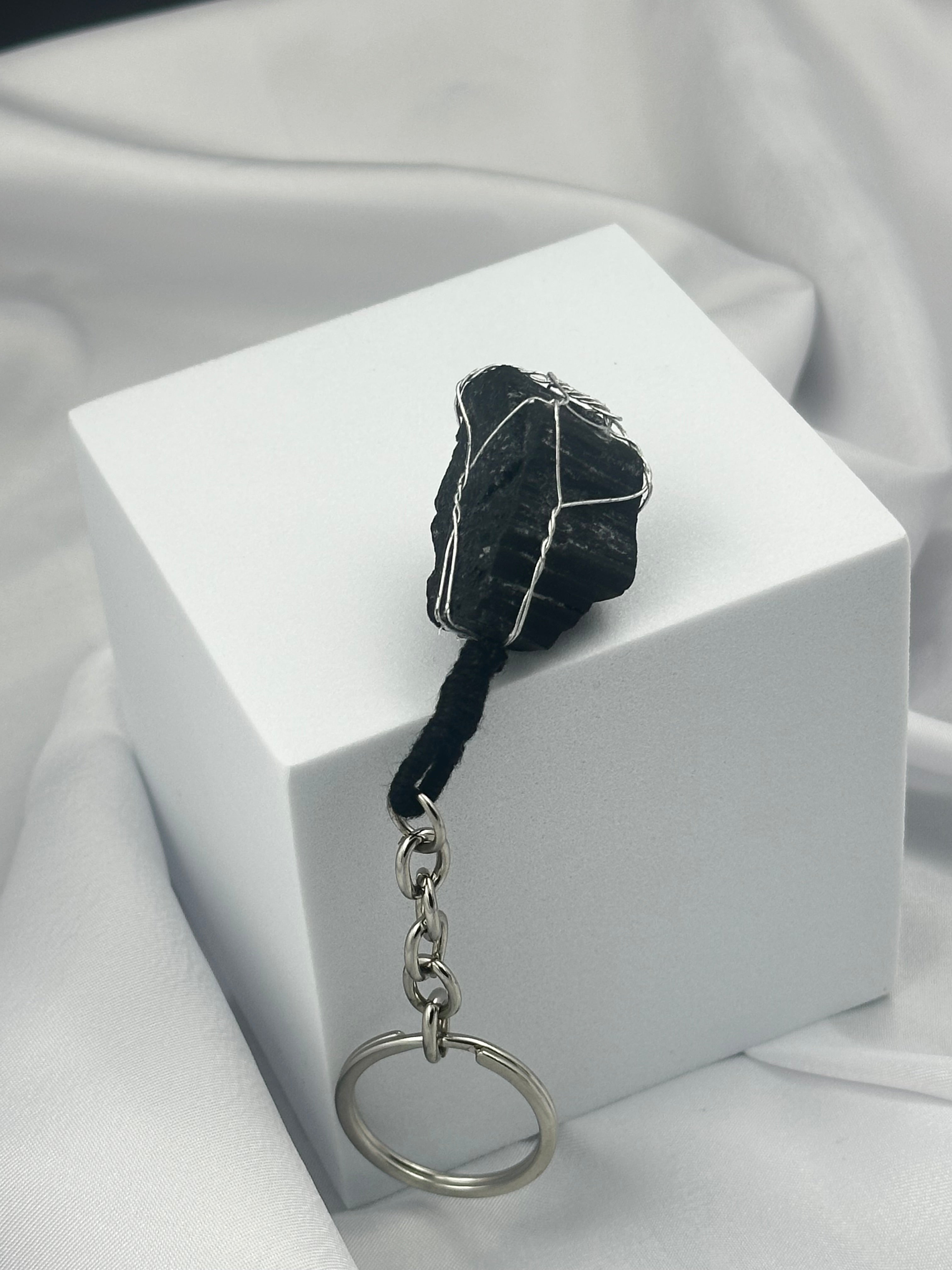 Luxury Dual-Shield Keyring – Black Tourmaline & Agate Negativity Blocker & Stability Talisman