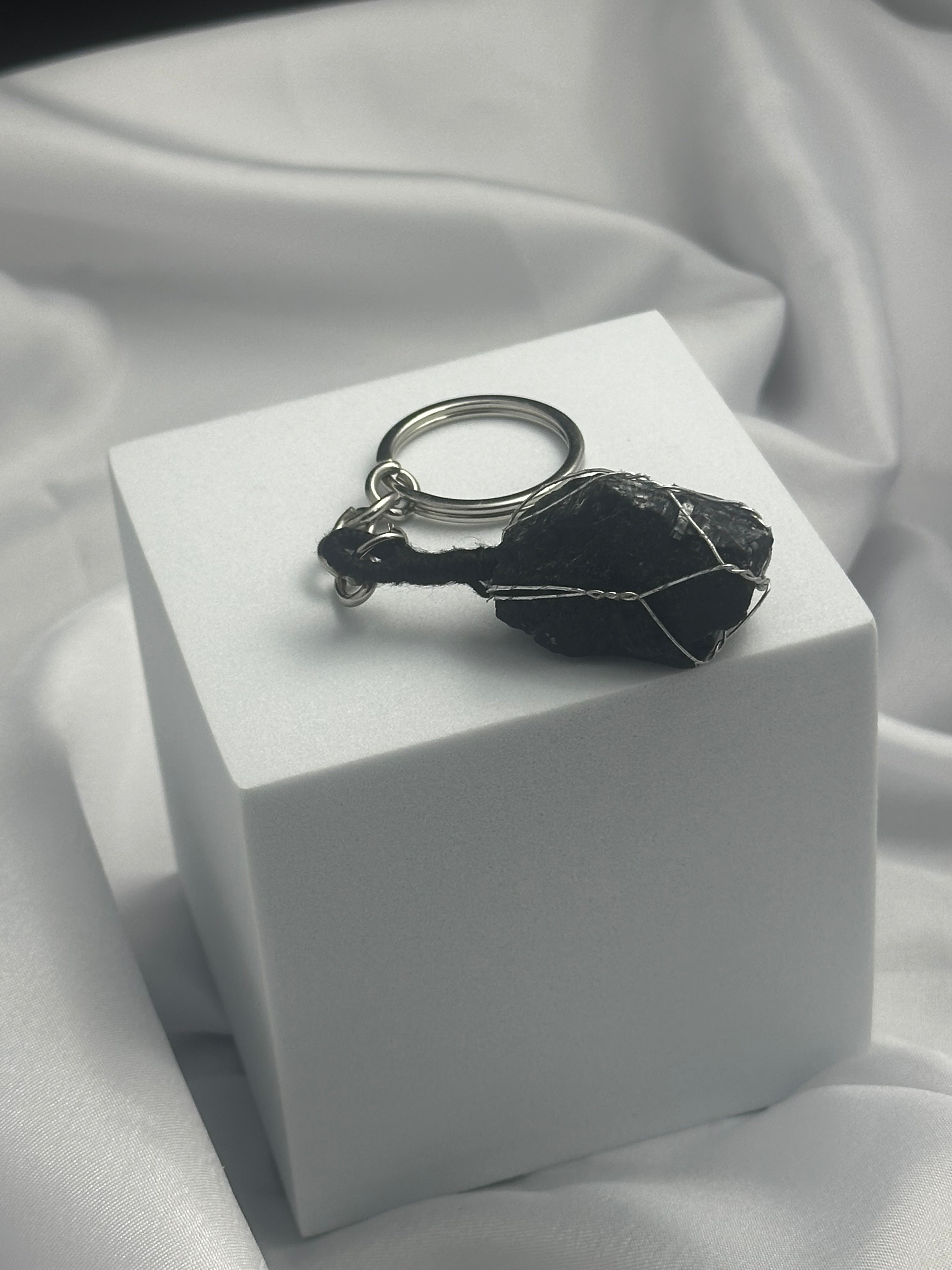 Luxury Dual-Shield Keyring – Black Tourmaline & Agate Negativity Blocker & Stability Talisman