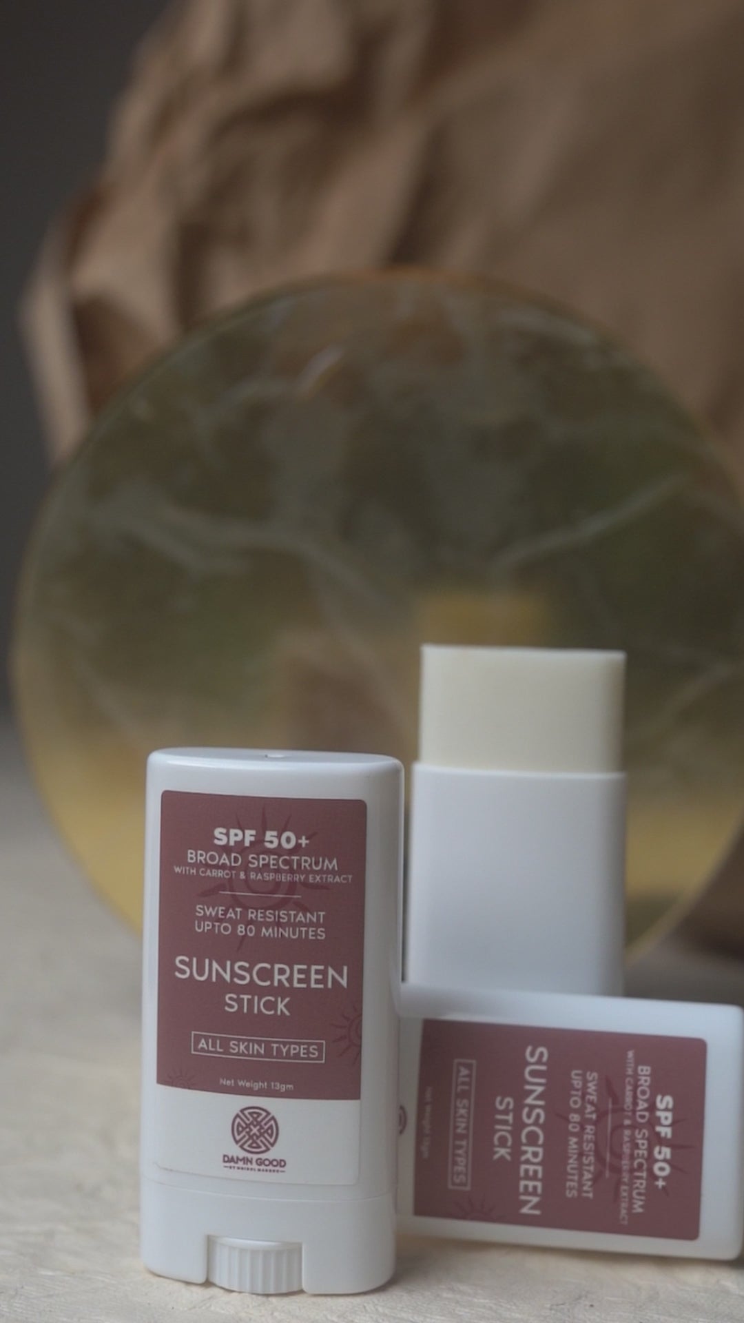 DamnGood Daily Sunscreen Stick- SPF 50+ With Carrot & Raspberry Extract