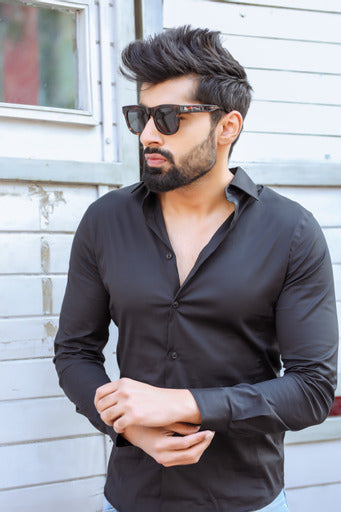 Black full sleeve shirt Formal/Casual XL - Main Image
