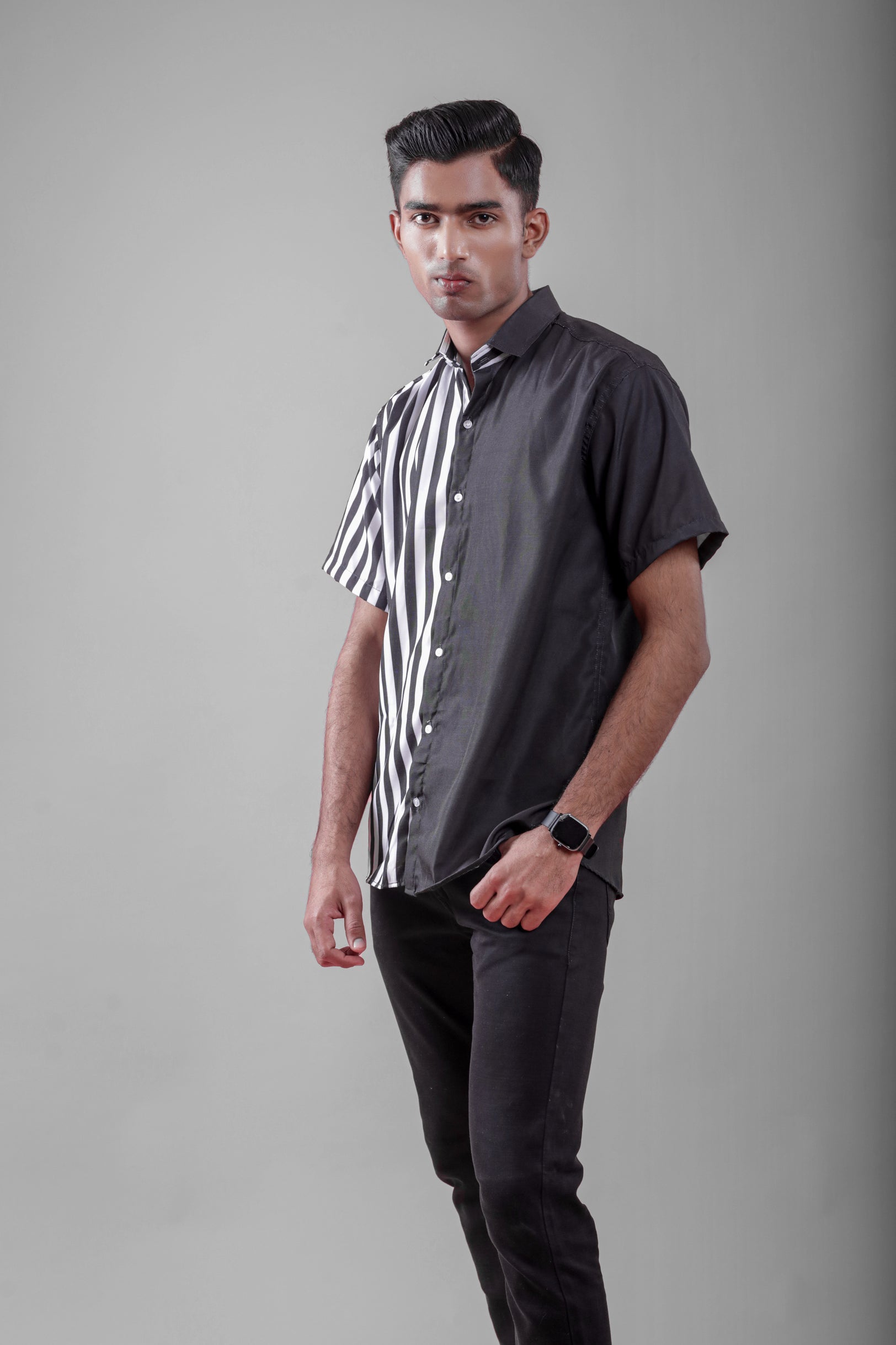 Trendy Black and White Stripped Shirt