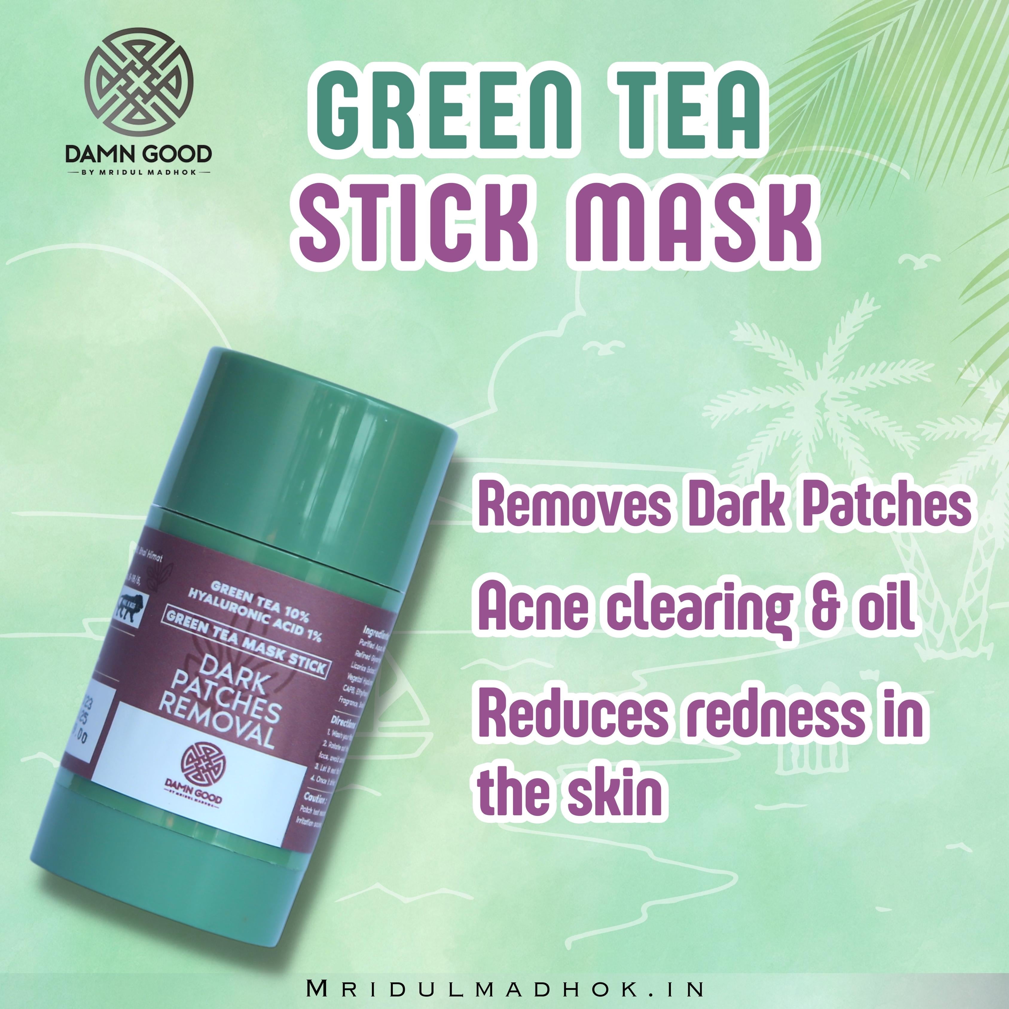 1 + 1 Green Tea Mask Stick Dark Patches Removal (For Deep Cleaning) | Buy One Get One Free