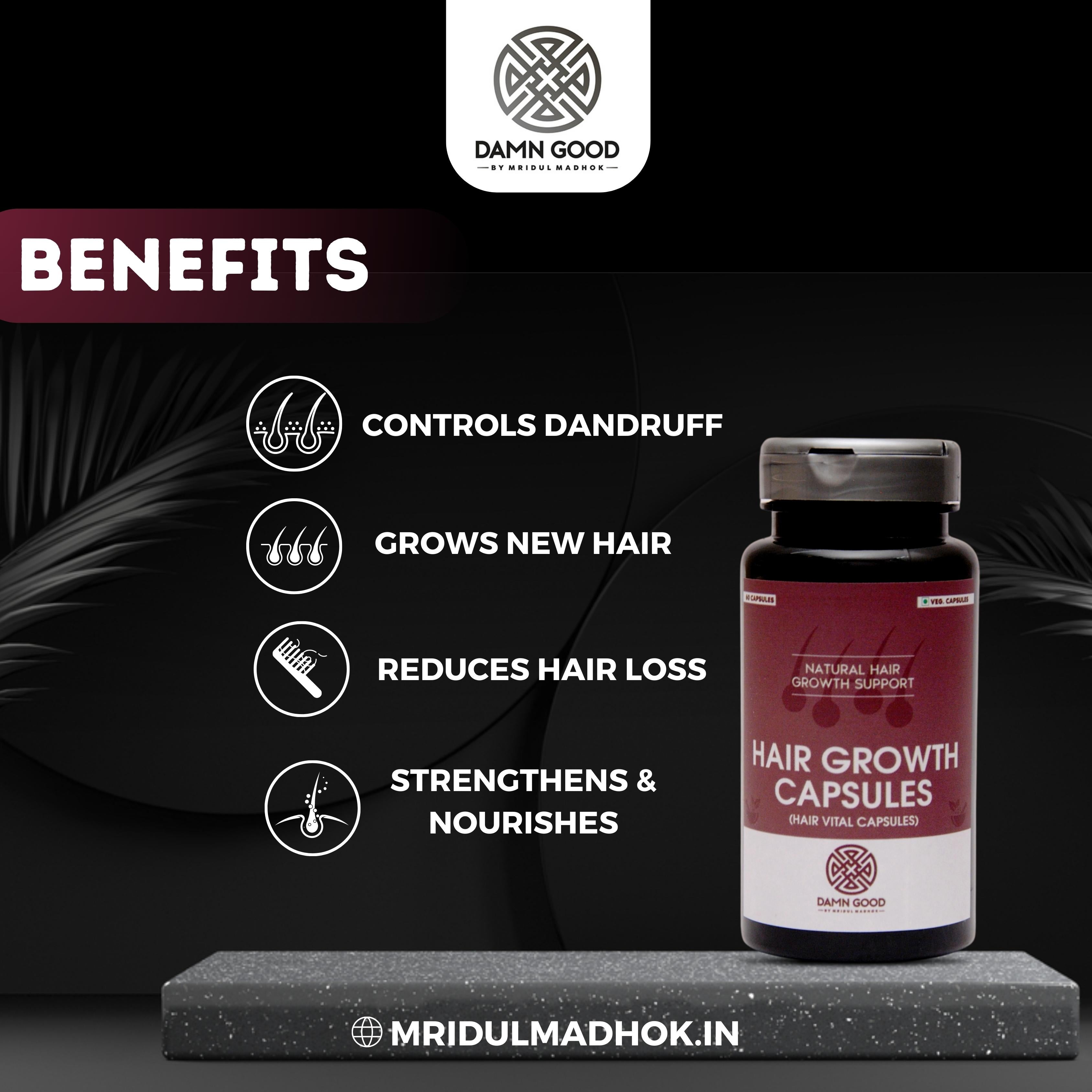 DamnGood Hair Growth Capsules -Stop Hairfall NOW | Contains Veg Capsules