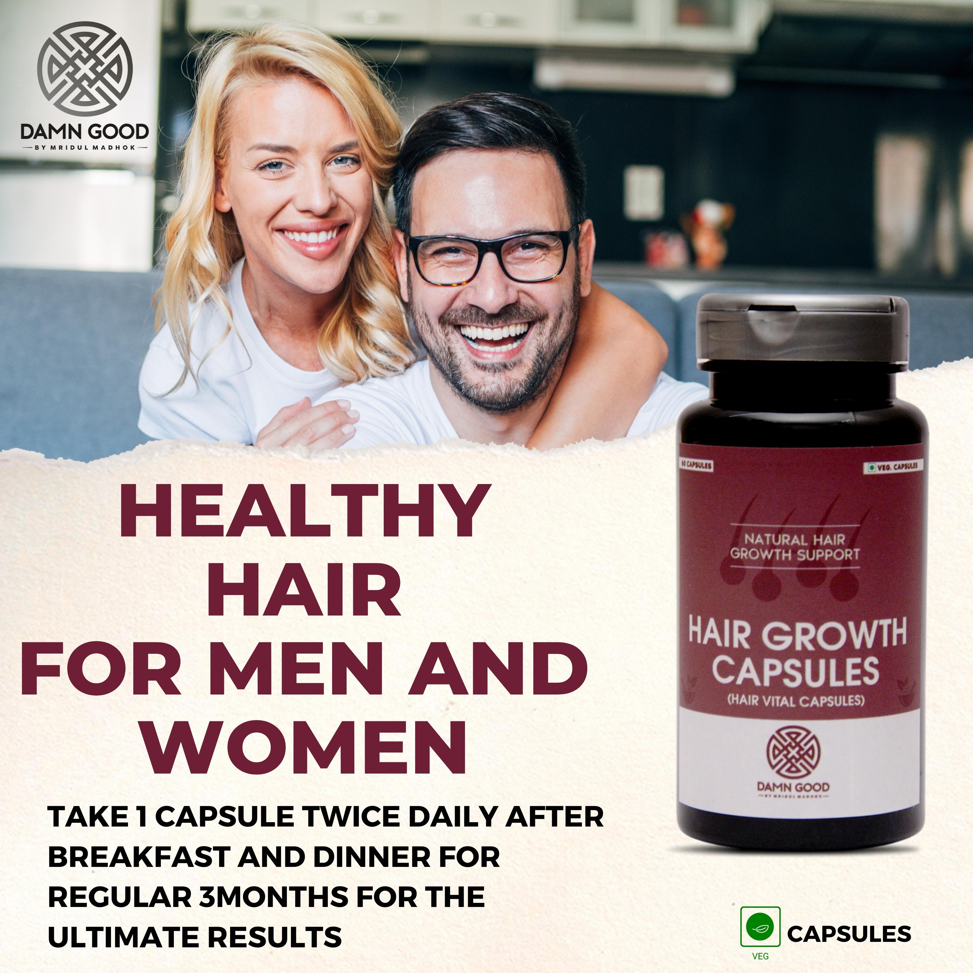 DamnGood Hair Growth Capsules -Stop Hairfall NOW | Contains Veg Capsules