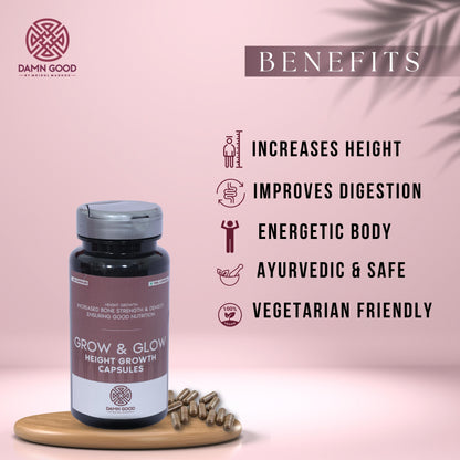 Damngood 100% Ayurvedic Height Growth Capsules- 60 caps
