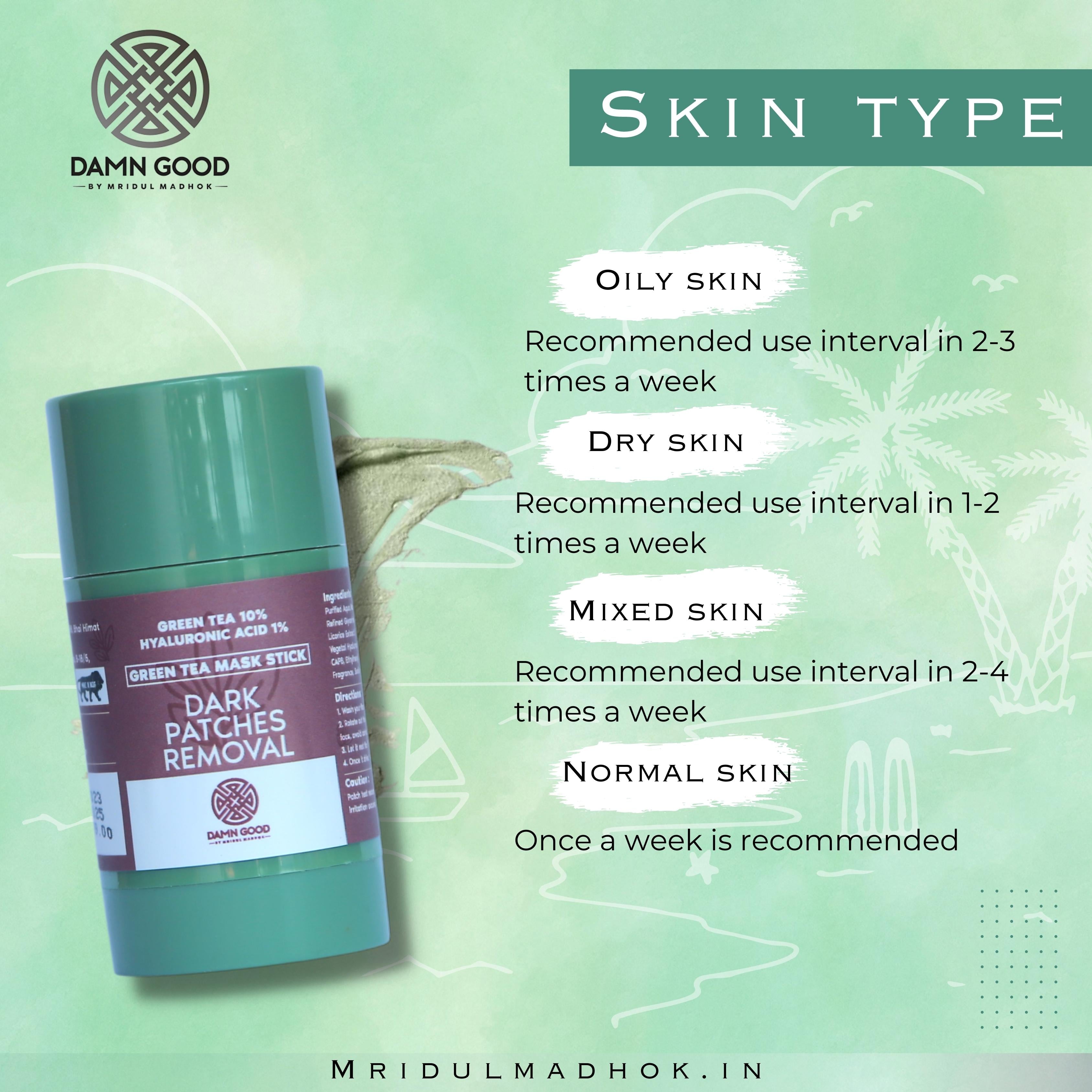 DamnGood Dark Patches Removal-Green Tea Mask Stick- 40 gm (For Deep Cleaning)