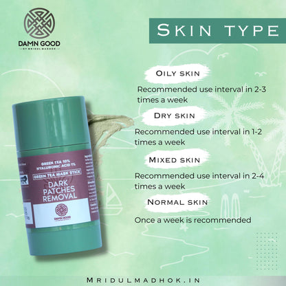 DamnGood Dark Patches Removal-Green Tea Mask Stick- 40 gm (For Deep Cleaning)