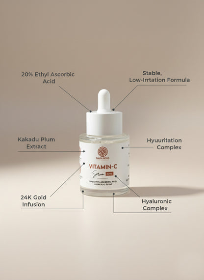 DamnGood 24K Gold Vitamin C Face Serum | 20% Stabilized Ethyl Ascorbic Acid Serum with Kakadu Plum & 24K Colloidal Gold | Supreme Radiance & Chrono-Defense Treatment
