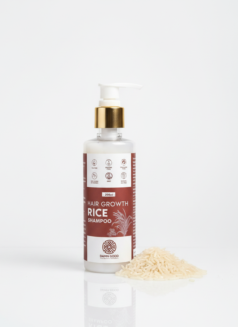 DamnGood Rice Water Shampoo For Damange Hair Roots-SLS & PARABENS FREE-200 ML