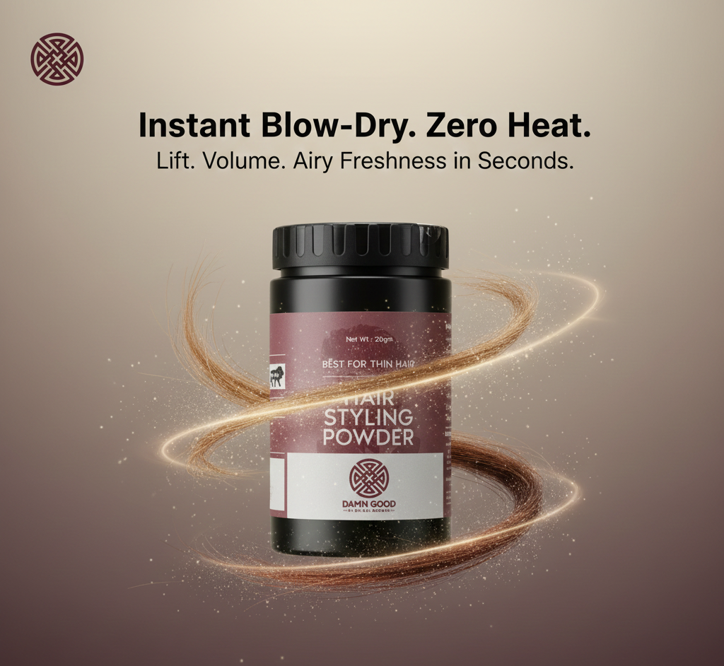 Damngood Hair Styling Powder For Instant Volume, Oil control and no-wash styling.