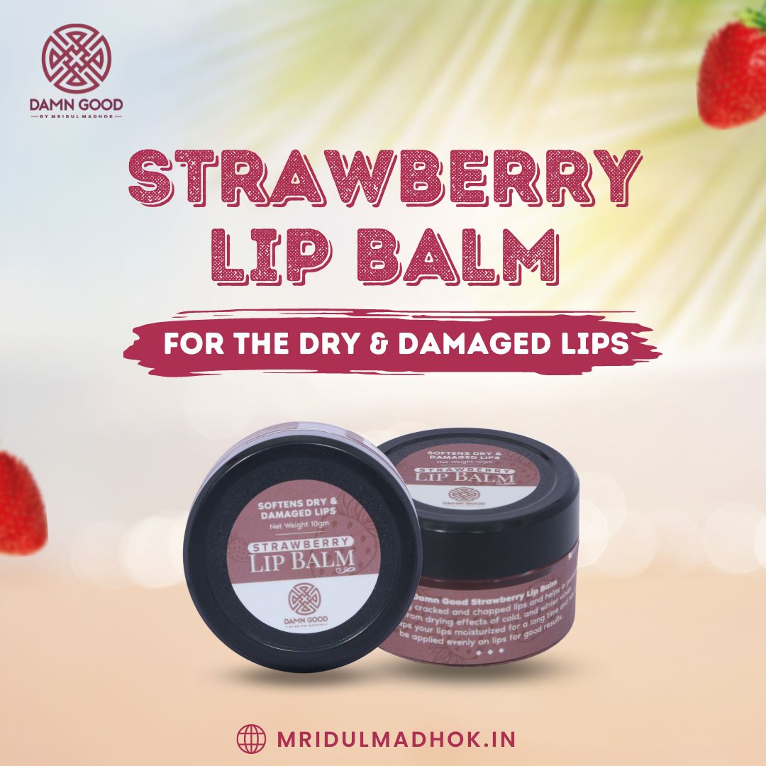DamnGood Strawberry Lip Balm For Dry and Damaged Lips 10 GM