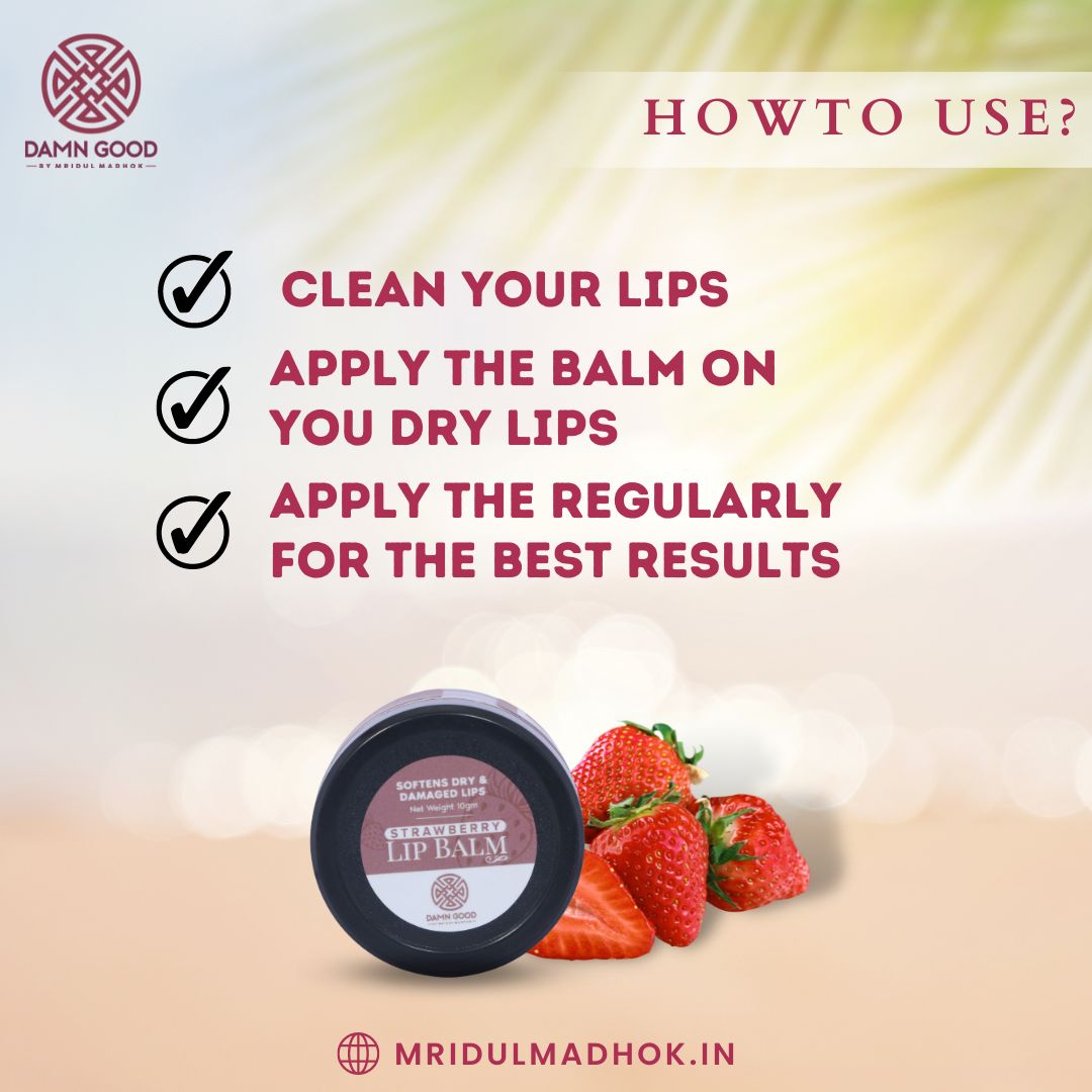 DamnGood Strawberry Lip Balm For Dry and Damaged Lips 10 GM