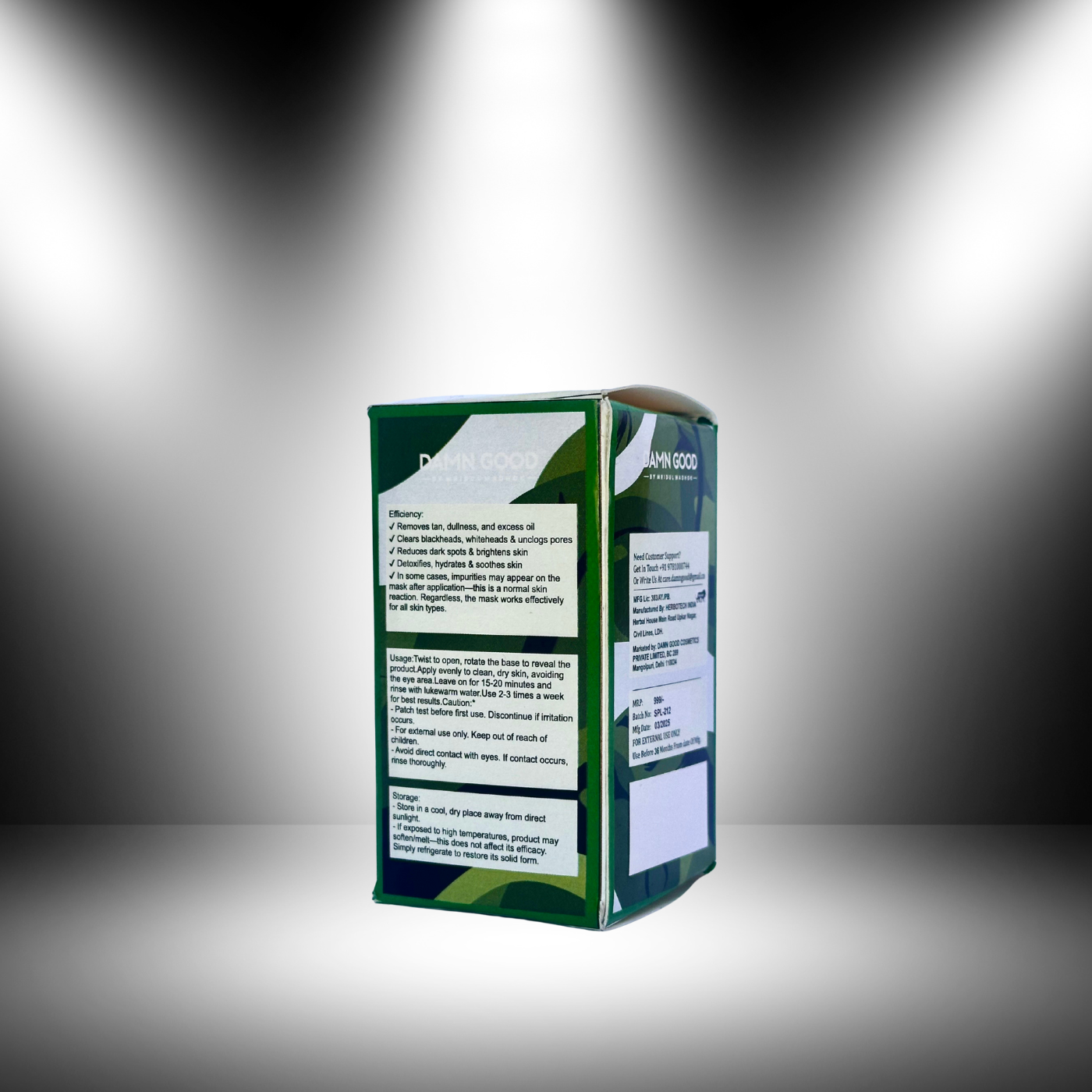 DamnGood Dark Patches Removal-Green Tea Mask Stick- 40 gm (For Deep Cleaning)