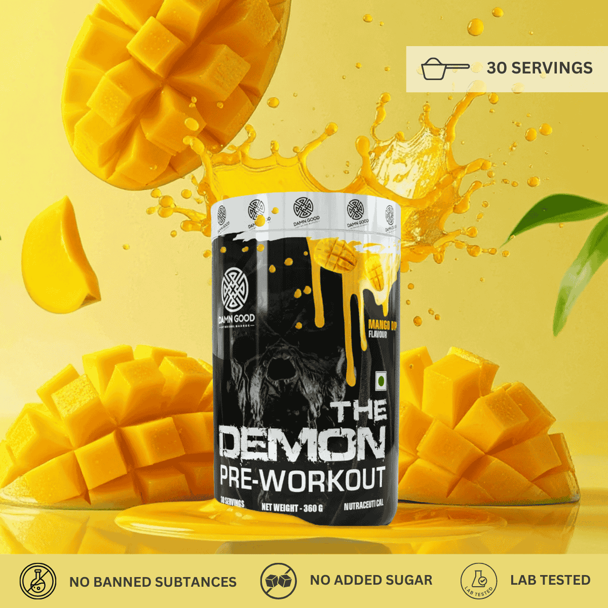 Damngood Pre-Workout-(Mango) Explosive Power, Maximum Endurance & Intense Energy
