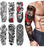 6 Sheets Temporary Tattoos for Arm, Legs, Large Sleeve Waterproof Temporary Tattoo Stickers for Men Women, Theme Temporary Tattoo for Party, Club, Perform, Special Makeup