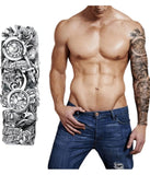Full Arm Tattoo, Full Sleeve Arm Tattoo For Men, Ancient Old Clock Tattoo For Girls Women, Temporary Tattoo Sticker, Size 48x17CM