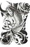 Full Back Temporary Tattoo Sticker - Waterproof Lucky Fish Design for Men and Women | Big Full Back Tattoo