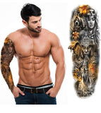 Full Sleeve Arm Tattoo For Men, Ancient Times Pyramid Jungle Tattoo For Girls Women, Temporary Tattoo Sticker, Size 48x17CM