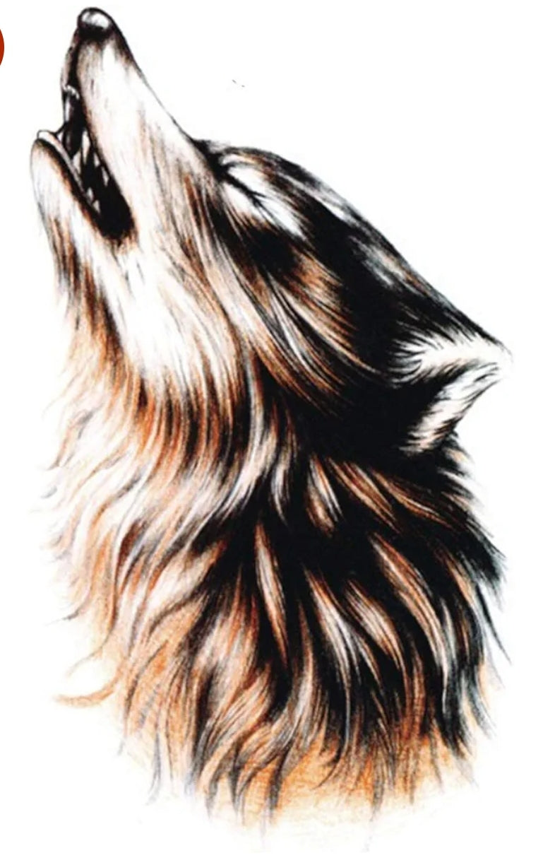 3D Big Wolf Face Sticker tattoo Size 21x15CM - 1PC.