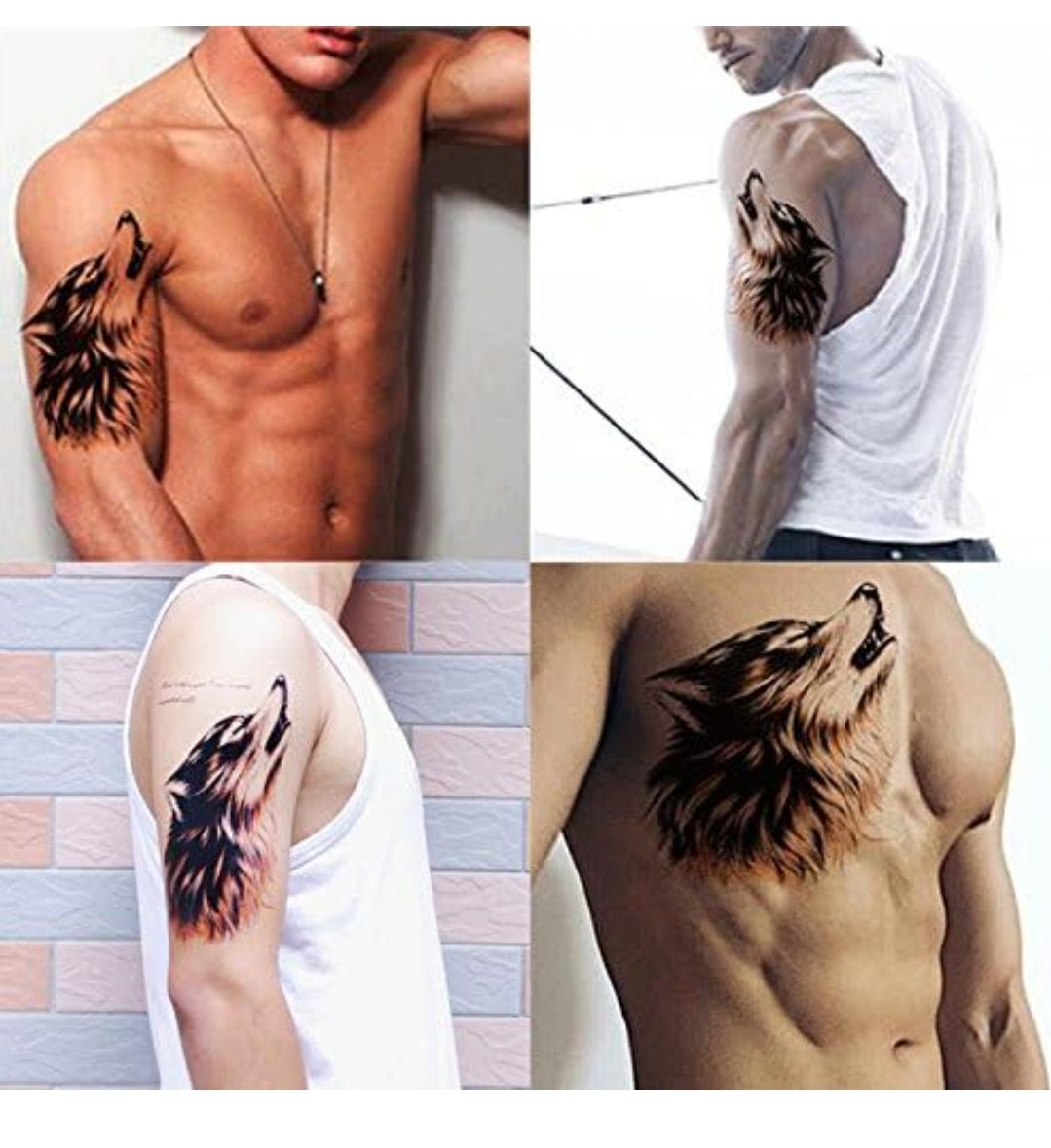 3D Big Wolf Face Sticker tattoo Size 21x15CM - 1PC.