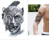 3D Temporary Tattoo Roaring Human Cheetah Face Design Size 21 x 15 cm
