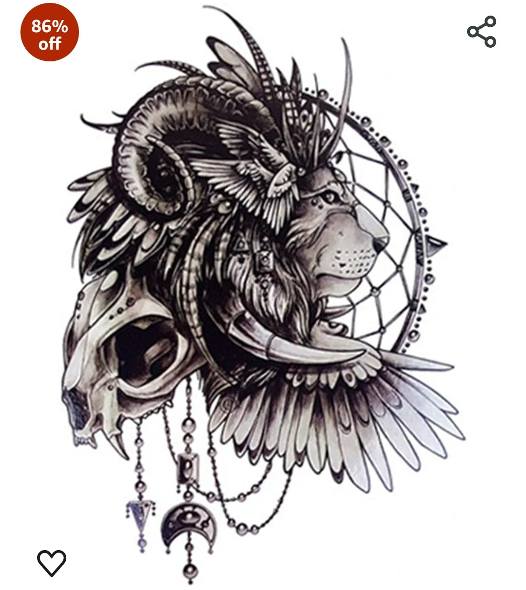 Temporary Tattoo For Girls Men Women 3D Wolf Sticker Size 19x12cm - 1pc