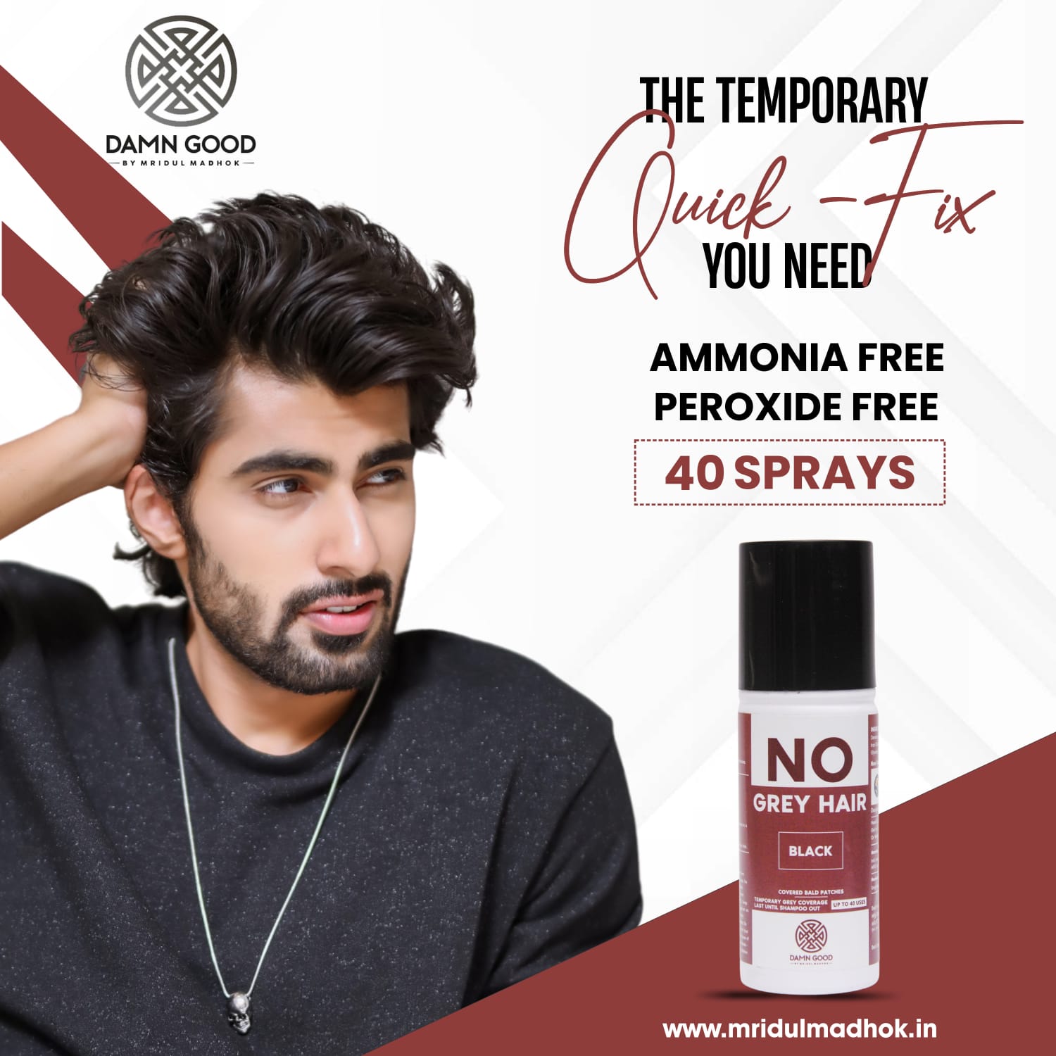 DamnGood No Grey Hair Spray For Black Hair With Ammonia & Peroxide Free